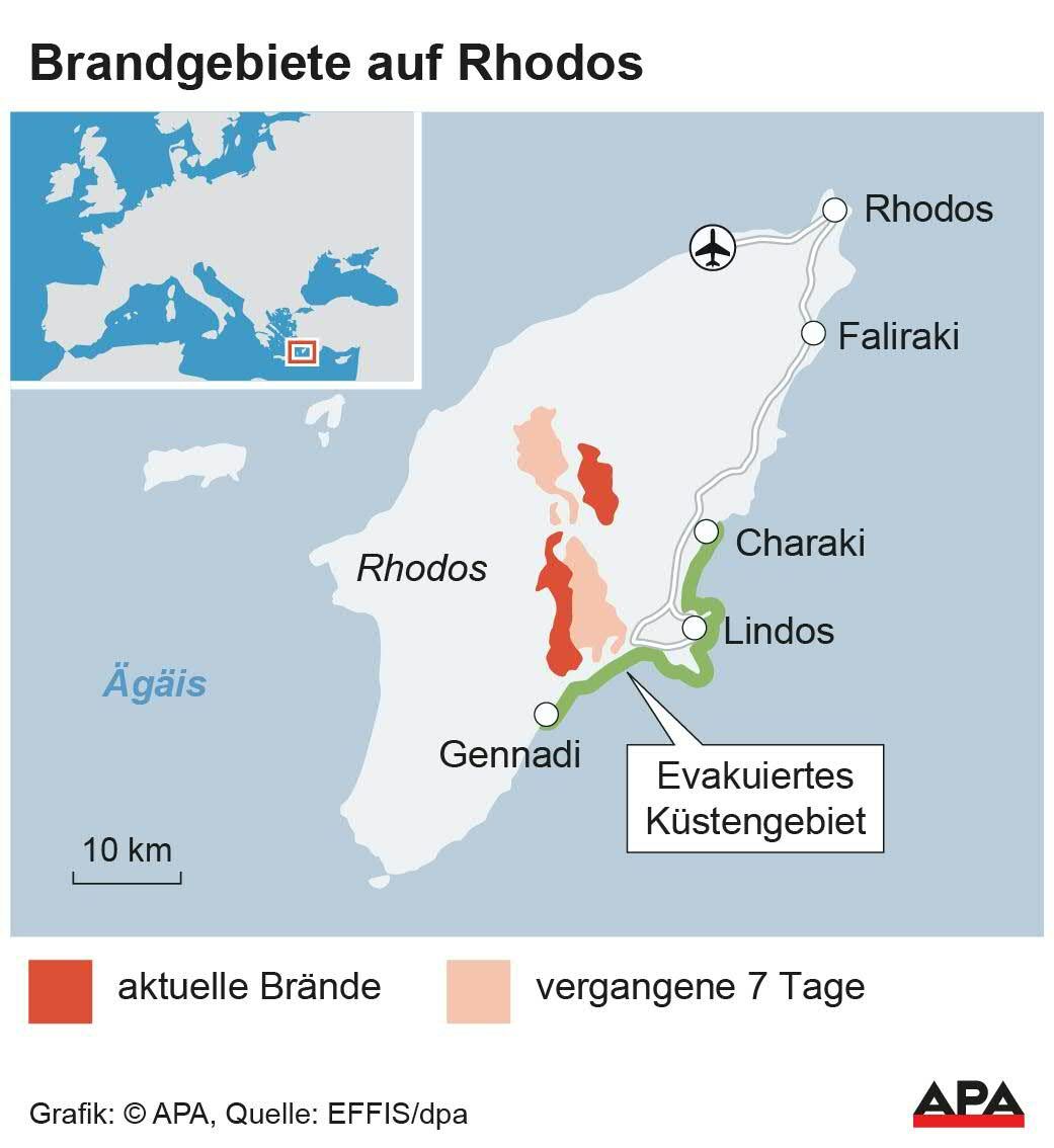 Feuer auf Ferieninsel Rhods - die aktuellen Brände