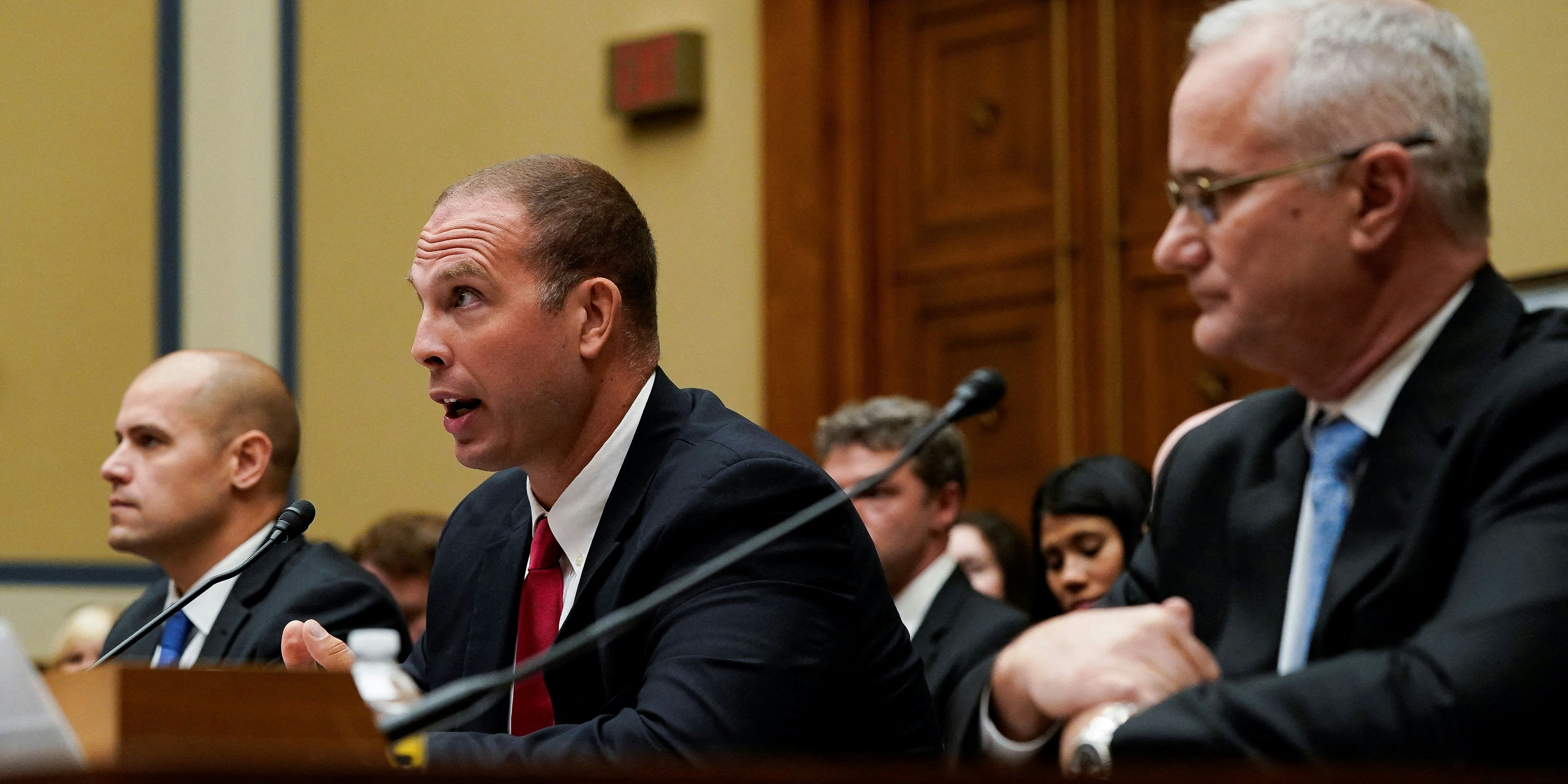 David Grusch, former National Reconnaissance Office representative on the Defense Department's Unidentified Aerial Phenomena Task Force, gives an opening statement during House Oversight & Accountability Committee's National Security, the Border, and Foreign Affairs Subcommittee's hearing on "Unidentified Anomalous Phenomena: Implications on National Security, Public Safety, and Government Transparency" at the U.S. Capitol Hill in Washington, U.S., July 26, 2023. REUTERS/Elizabeth Frantz