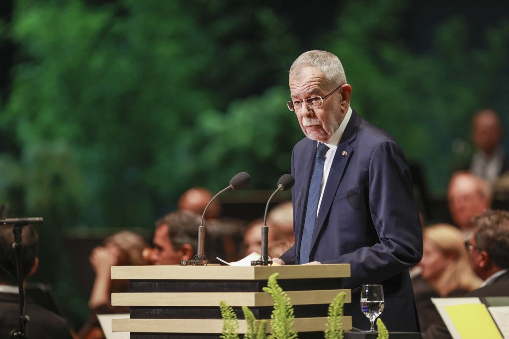 Bundespräsident <strong>Alexander Van der Bellen</strong> im Rahmen der Eröffnung der Salzburger Festspiele 2023.