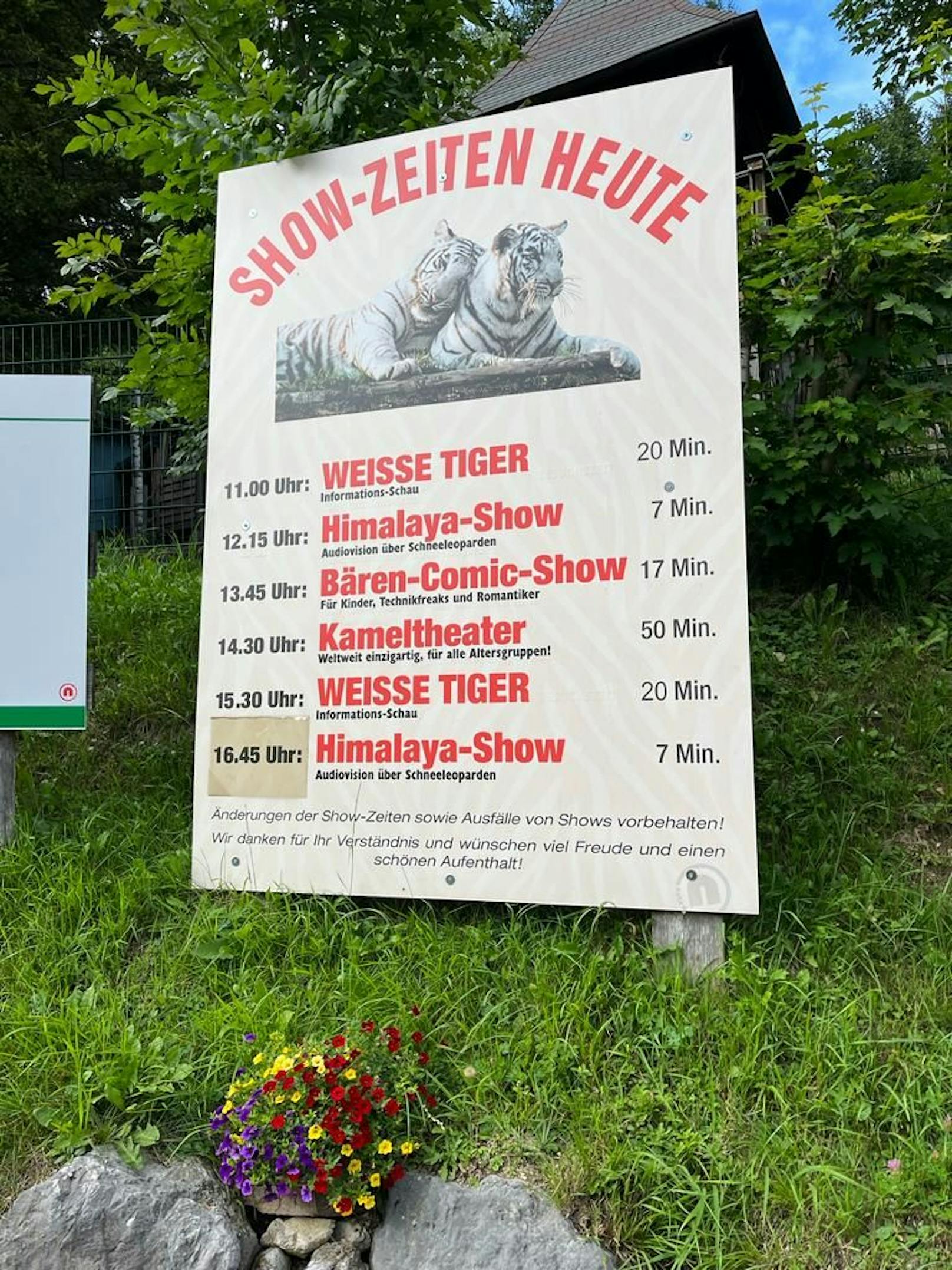 Der tägliche Timetable des Weißen Zoos