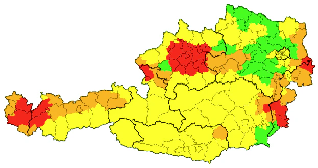 In 7 Bundesländern gilt Warnstufe Rot.