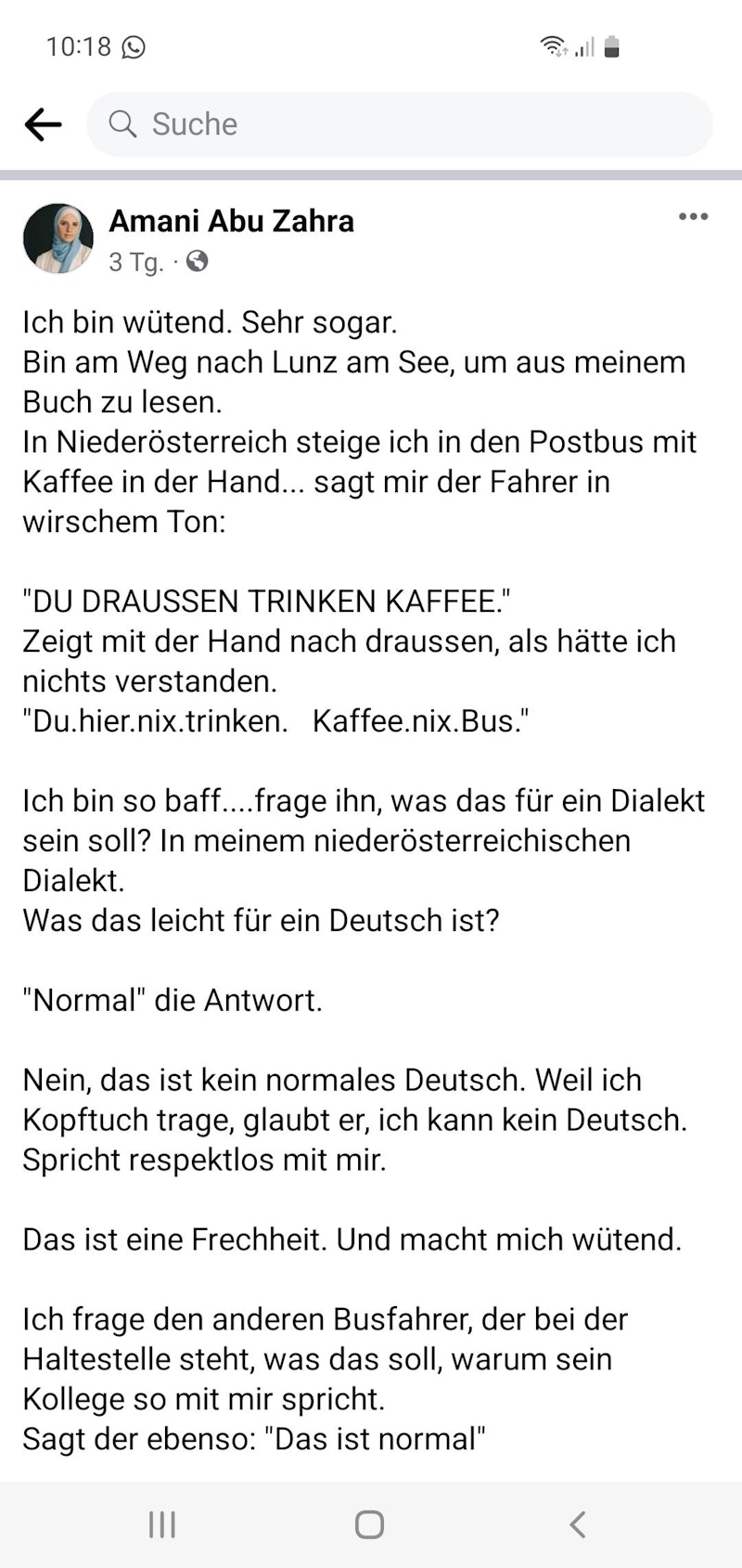 Aufregung um Vorfall: Das Posting der Autorin im Wortlaut
