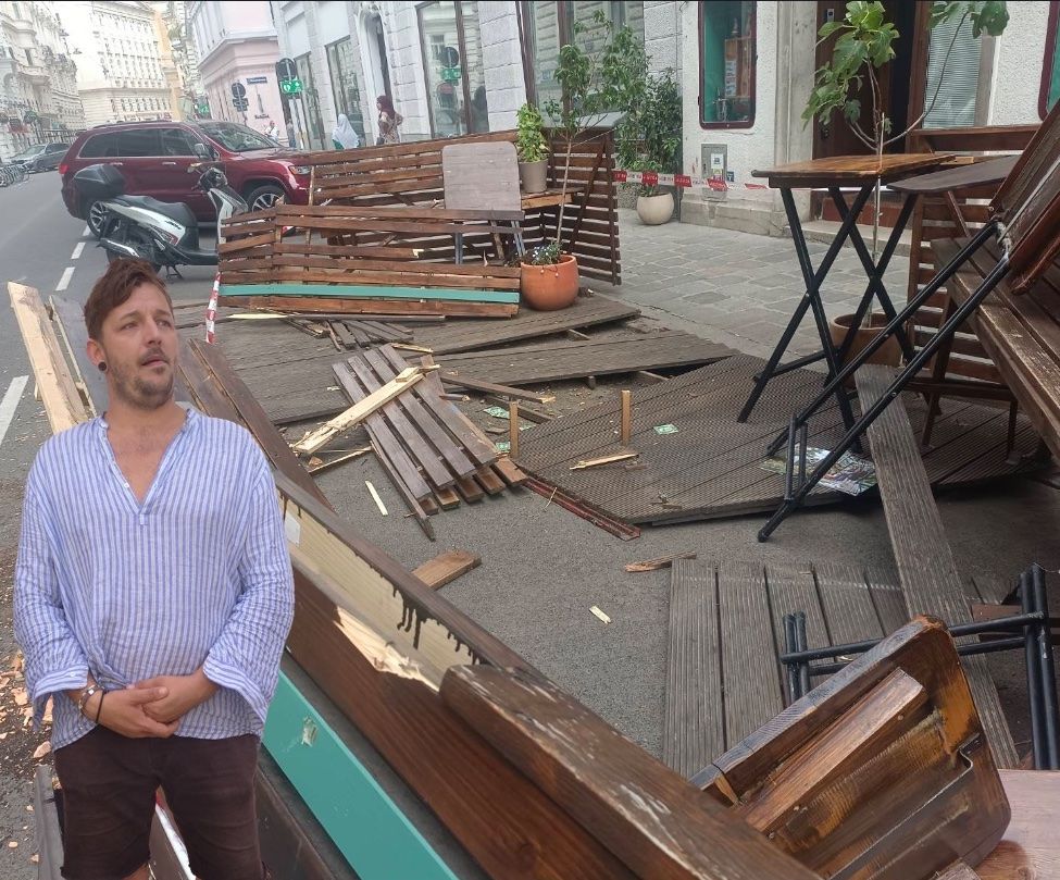 Schanigarten von Sebastian Müller in der Wiener City zerstört. 