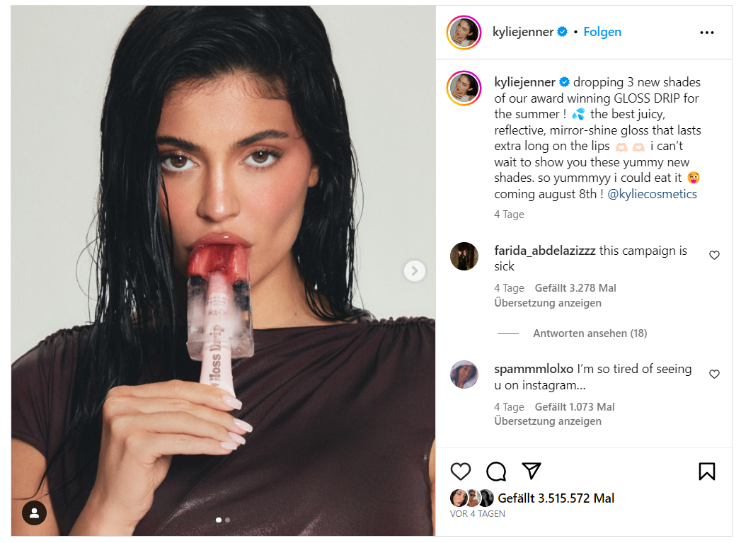 Kylie Jenner sorgt mit ihrem Eis am Stiel für viel Fantasie bei ihren Fans.&nbsp;