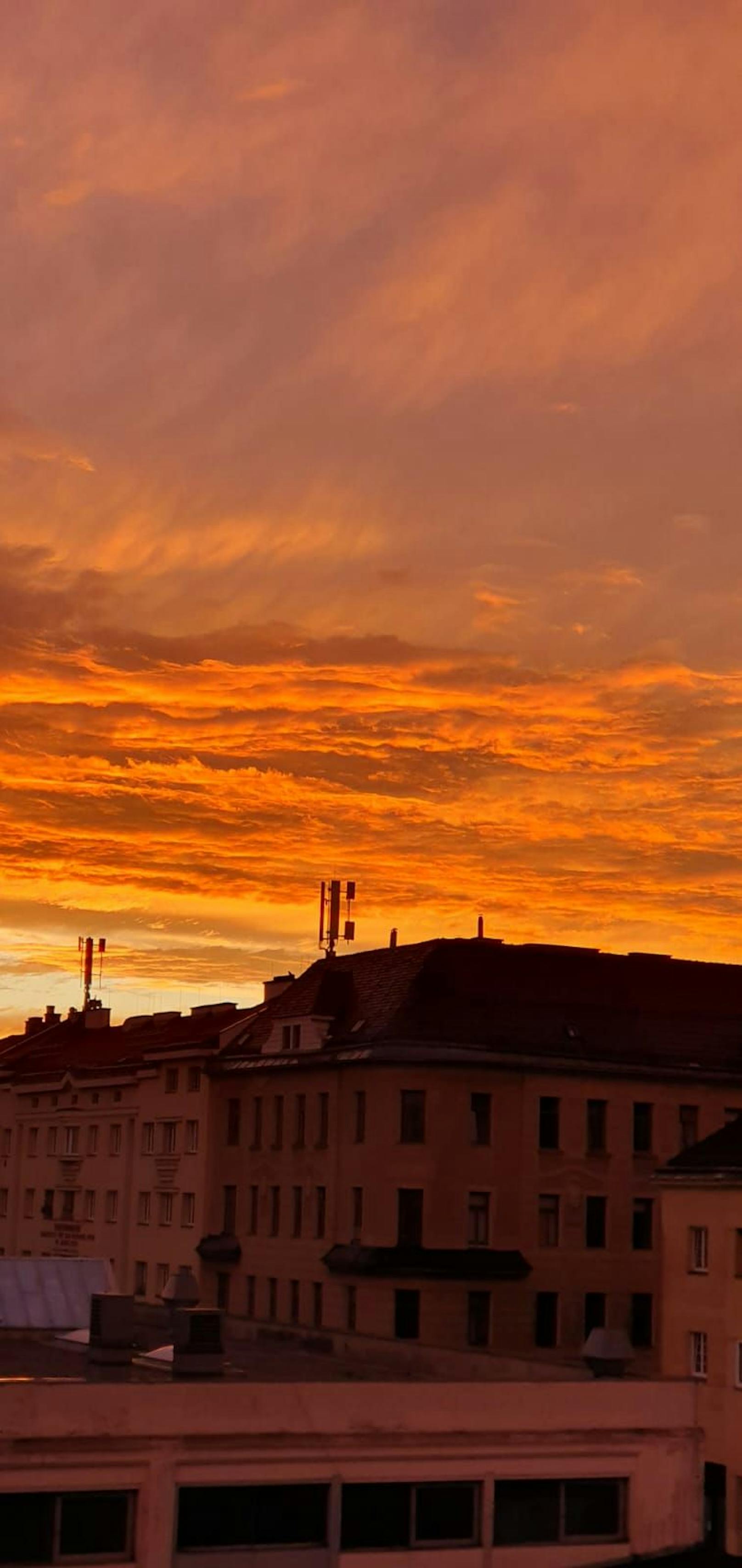 Ein atemberaubender Sonnenuntergang begeisterte tausende Wiener am Dienstagabend.