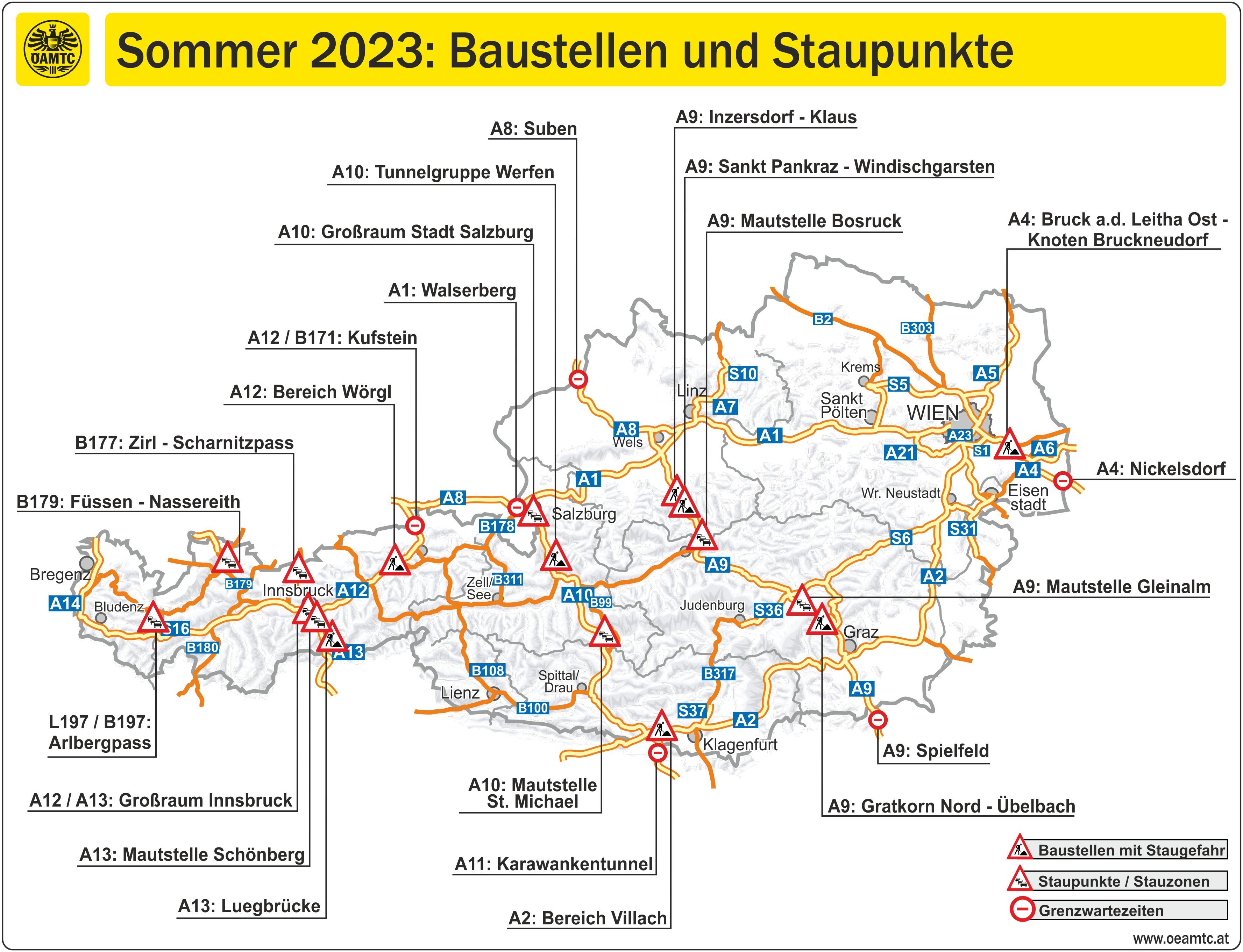 Auf diesen Streckenabschnitten ist die Staugefahr besonders groß. 
