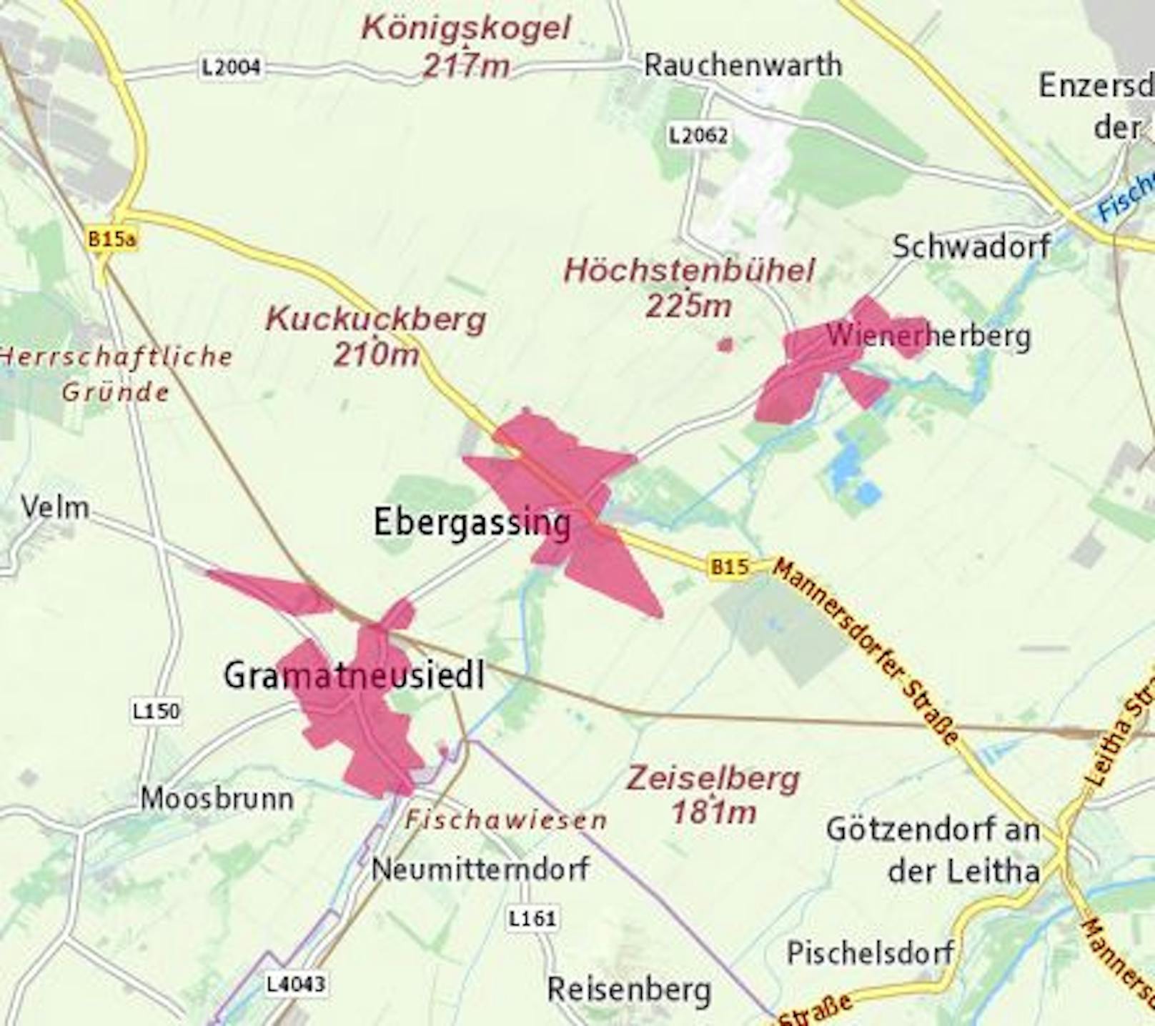 Schon ab 13.30 Uhr hatte es im Südosten Wiens –&nbsp;Ebergassing, Gramatneusiedl, Schwadorf und Wiener Herberg – Probleme gegeben.