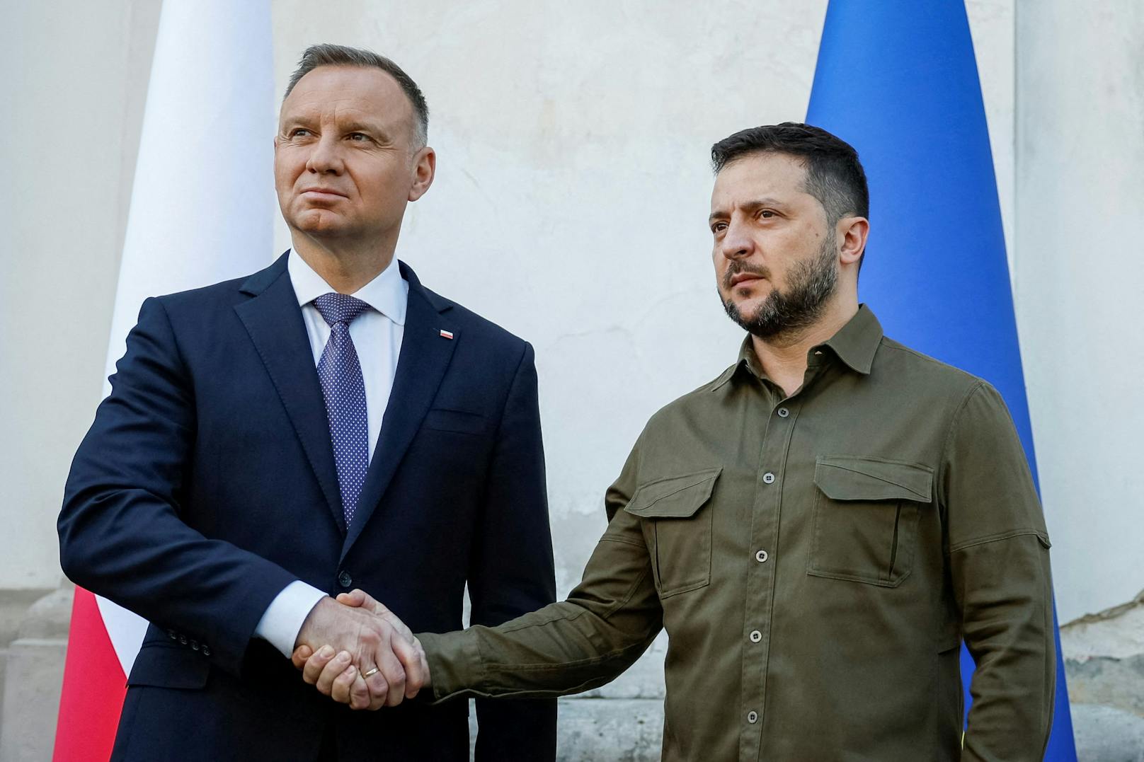 Archivfoto: Offiziell sind Polen und die Ukraine – im Bild die Präsidenten Andrzej Duda und Wolodimir Selenski befreundet – zuletzt kriselte es allerdings gehörig.