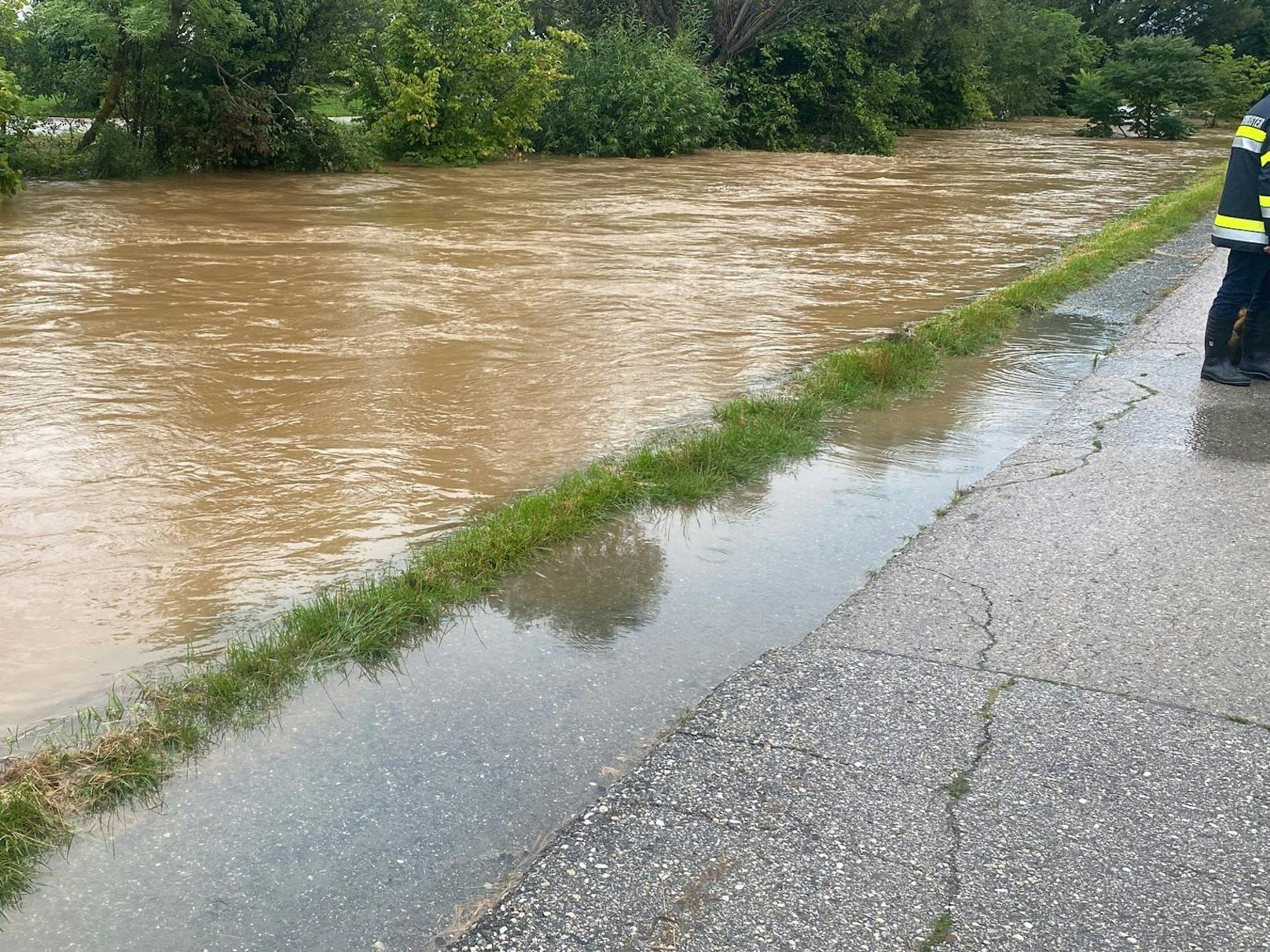 Hochwasser in Maria Saal am 6. August 2023 in Folge der Unwetter.