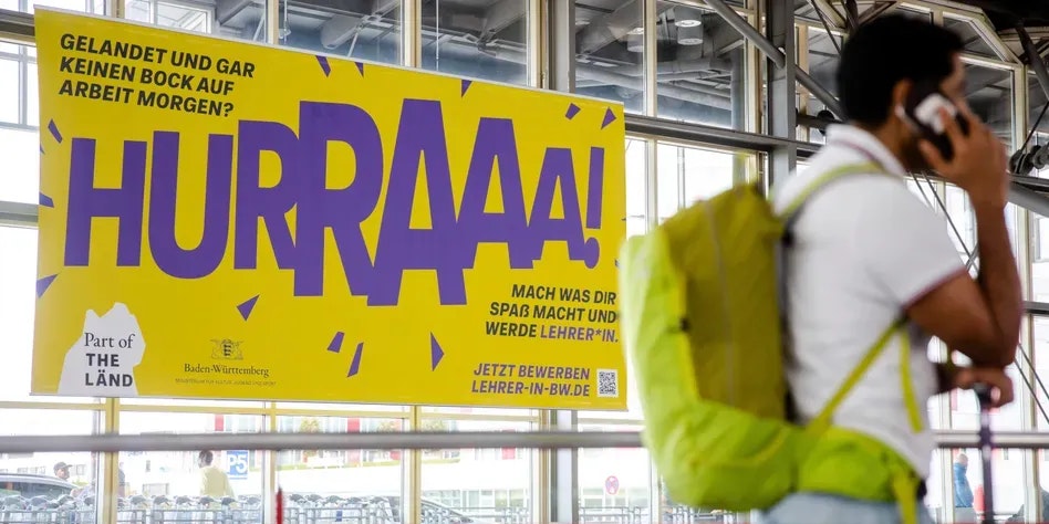 Deutsches Werbeplakat gegen Lehrermangel