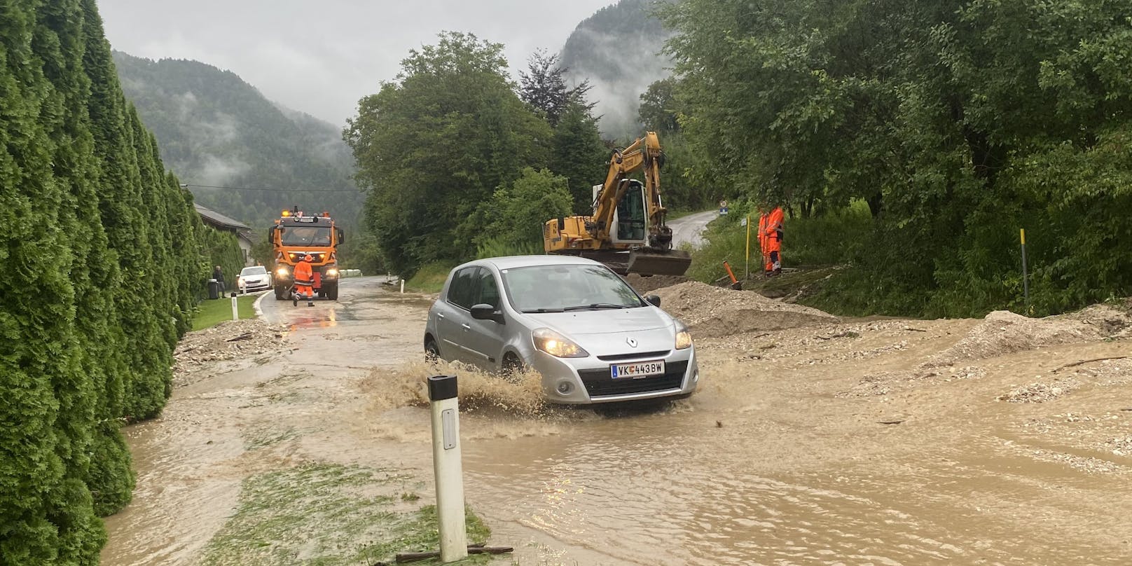Starke Niederschläge haben in Kärnten zu Murenabgängen und Überflutungen geführt (Foto vom Freitag, 4. August).