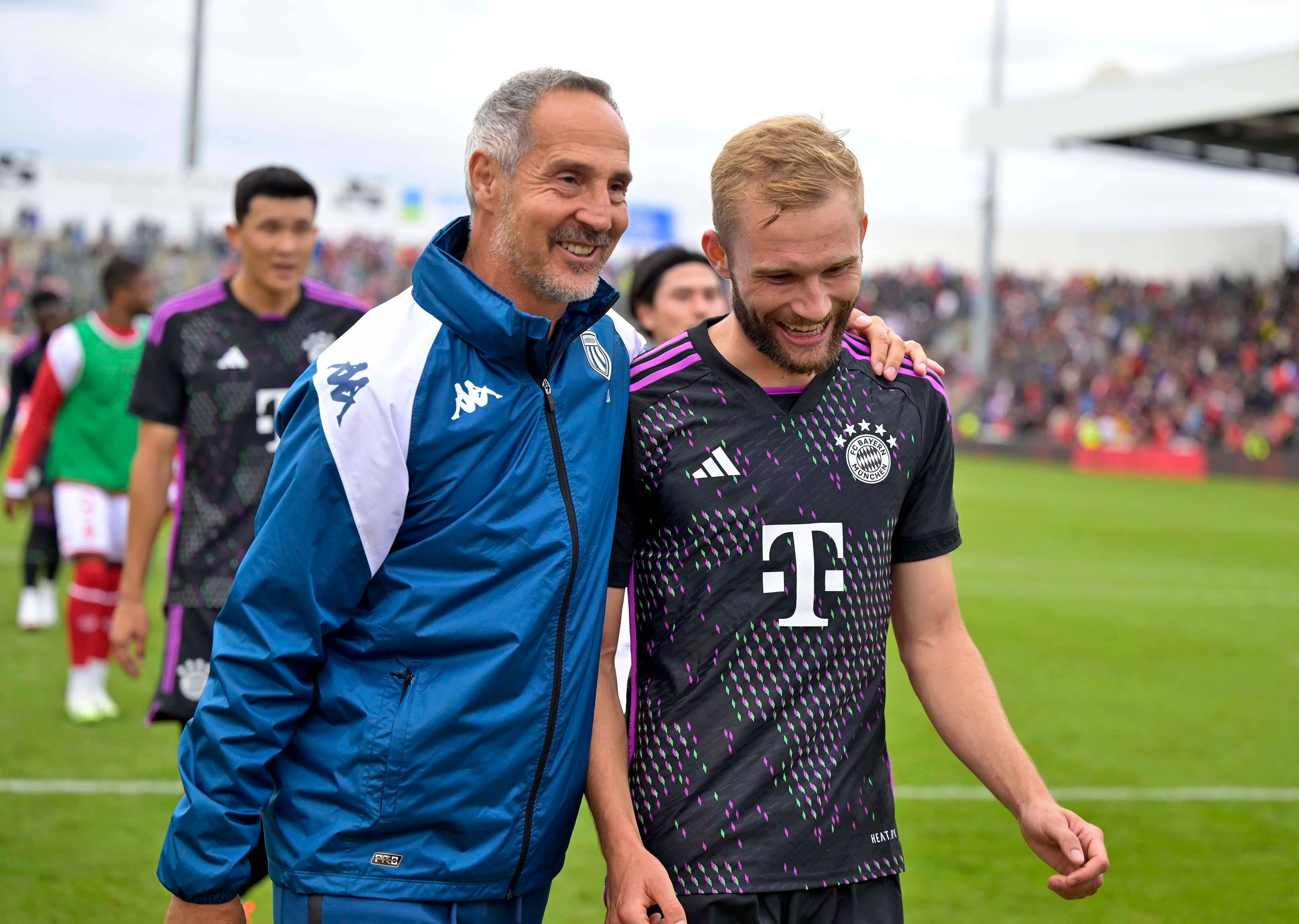 Adi Hütter (l.) und Konrad Laimer.