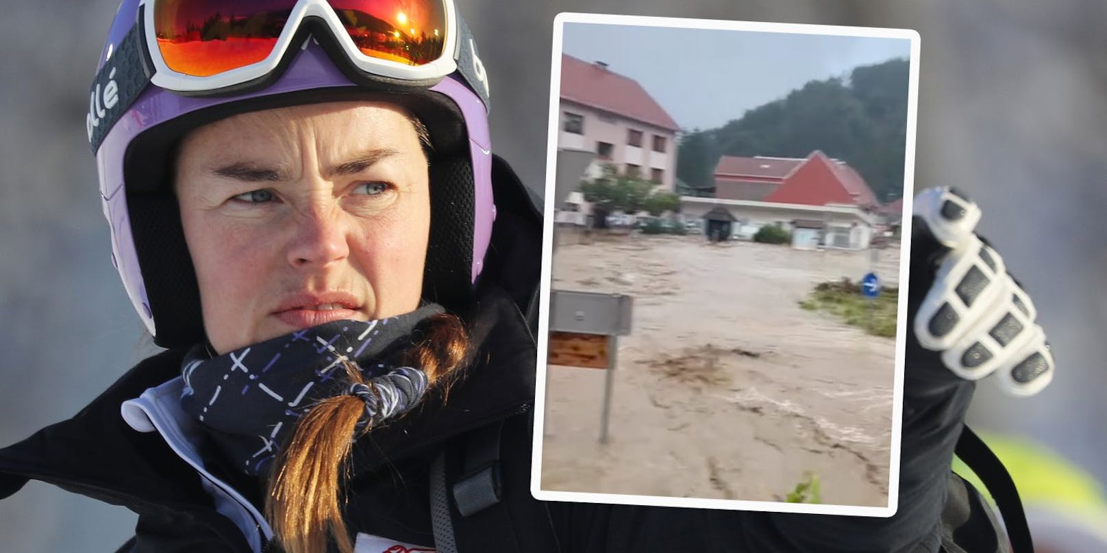 Tina Maze zeigt die schlimmen Auswirkungen der Unwetter in Slowenien.