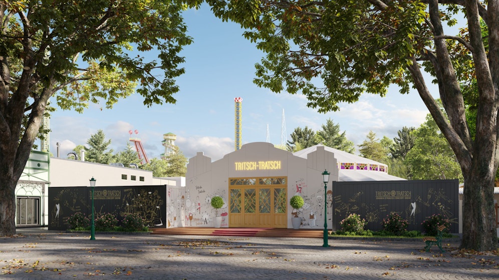 So soll die neue Prater-Attraktion aussehen. Die Besucher erwartet Musik und Kulinarik, ab Oktober geht es los.&nbsp;