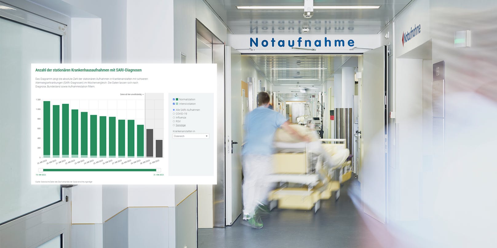 Die neue Website zeigt alle Hospitalisierungen mit Schweren Akuten Respiratorischen Infektionen.