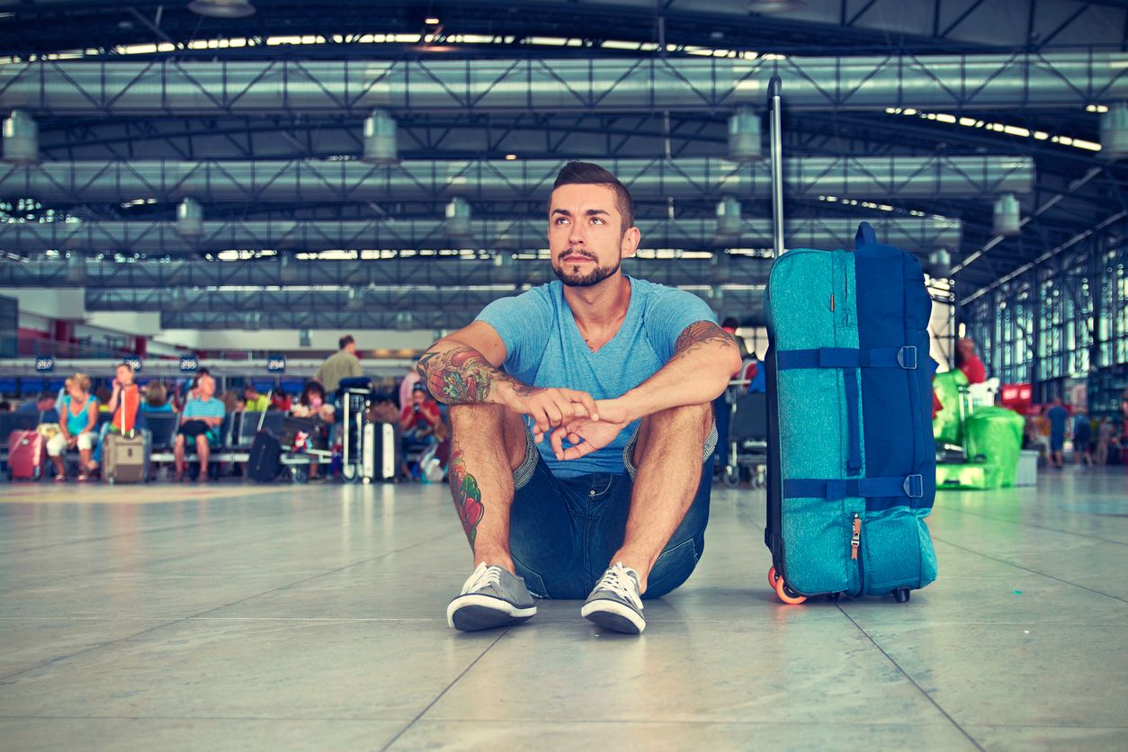 Young man at the airport