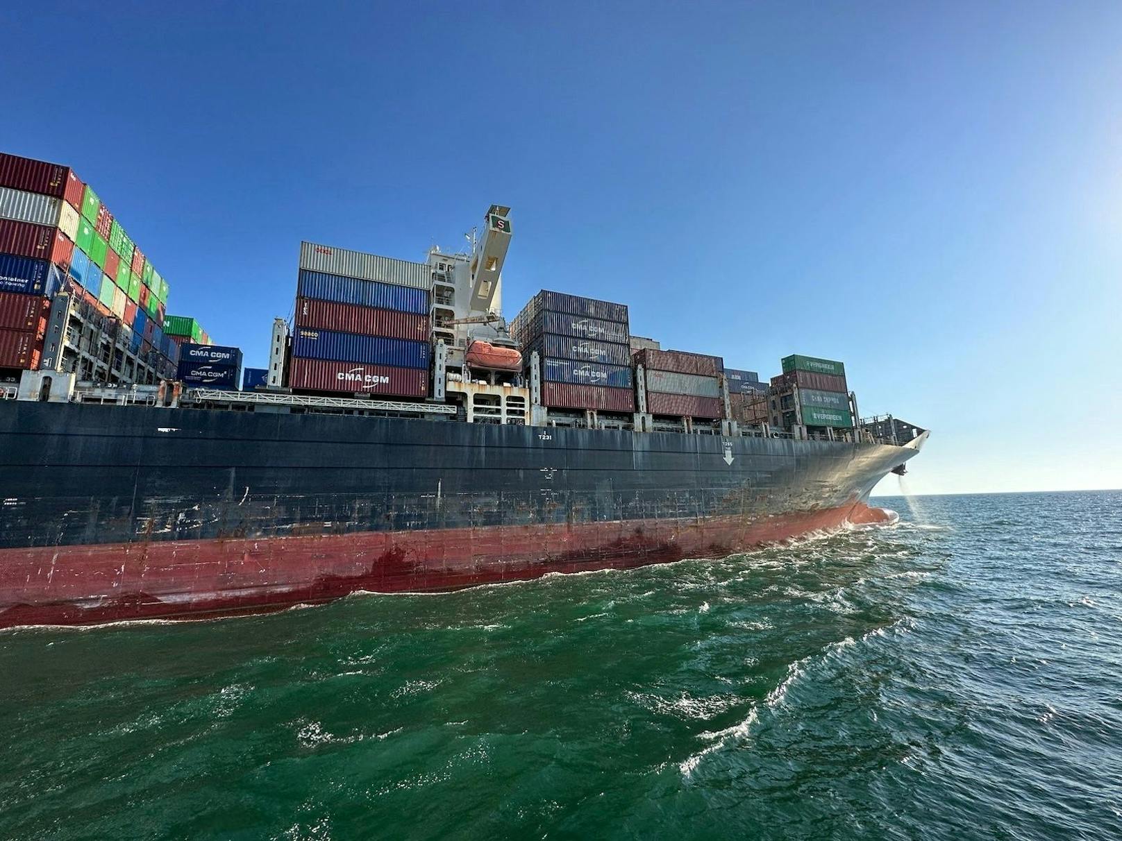 Dem Container-Schiff "<strong>Joseph Schulte</strong>" (im Bild) gelang am 16. August 2023 die Ausfahrt aus dem ukrainischen Schwarzmeer-Hafen Odessa.