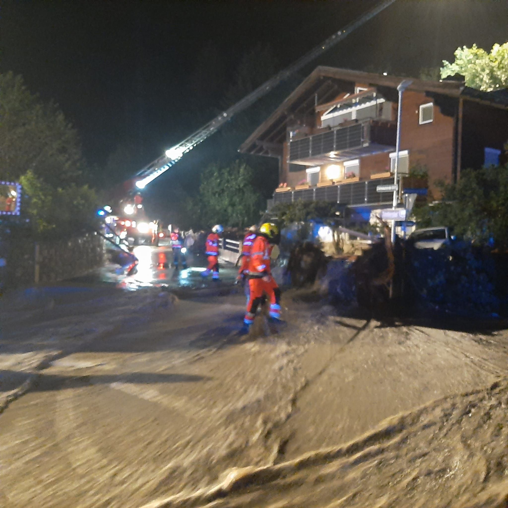 Unwettereinsatz in Mittersill in der Nacht auf 18. August 2023.