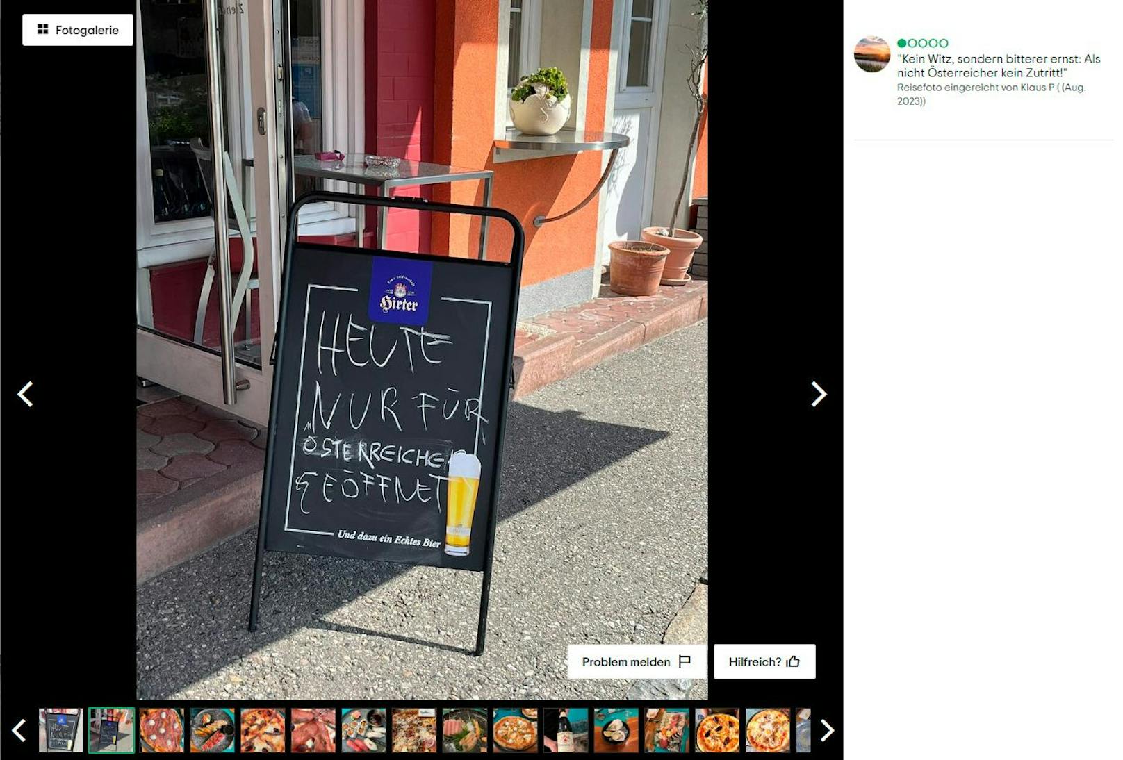 "Heute nur für Österreicher geöffnet": Mit diesem Schild sorgt der Millstätter Wut-Wirt Stefan Lercher und sein Restaurant Peppino wieder für Aufregung.