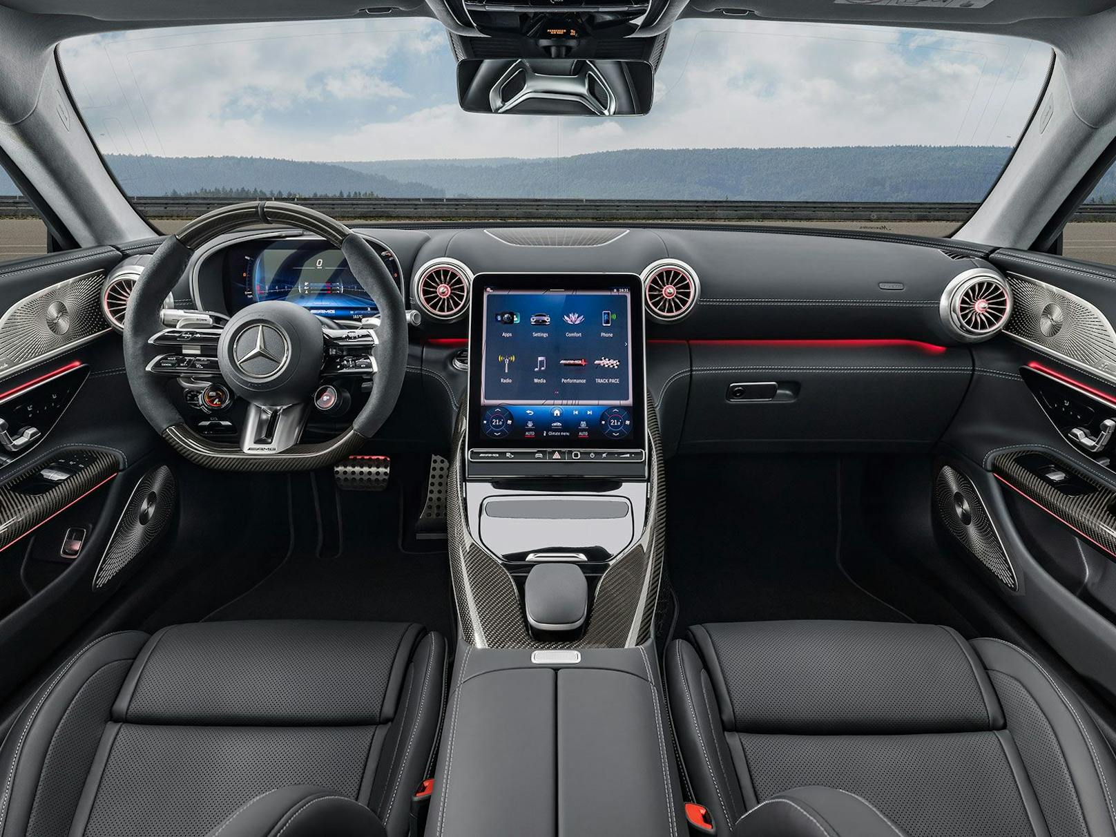 Das Cockpit verfügt über einen 11,9"-Touchscreen.