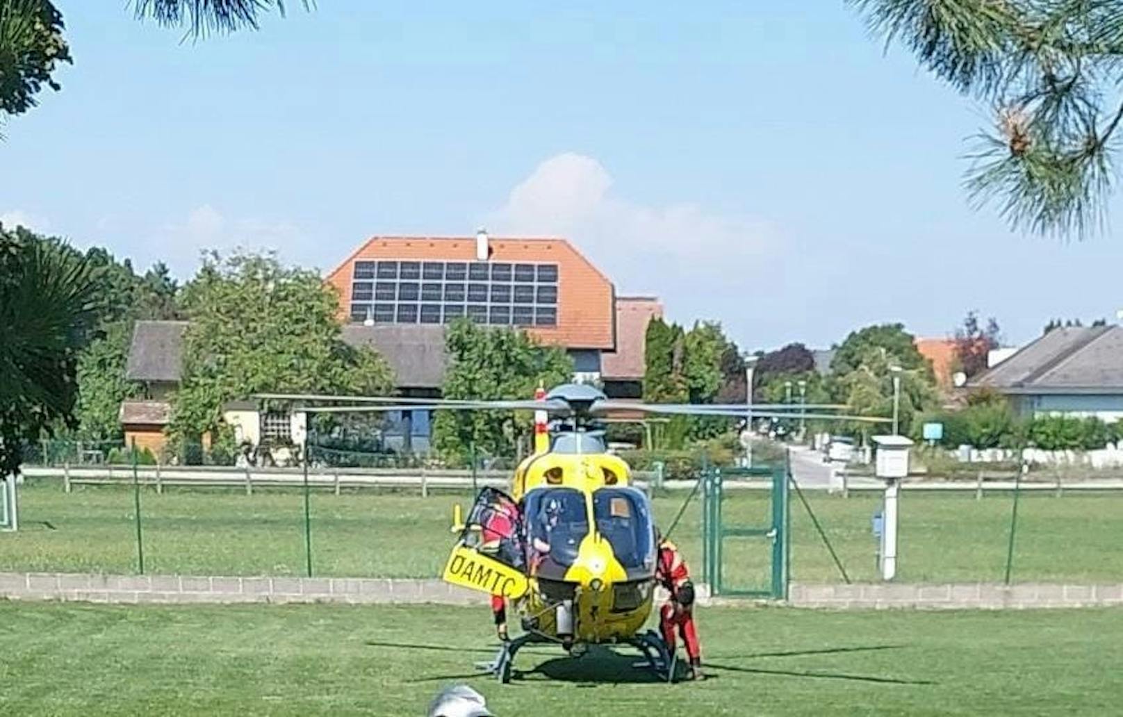 ....und per Heli ins Spital geflogen.