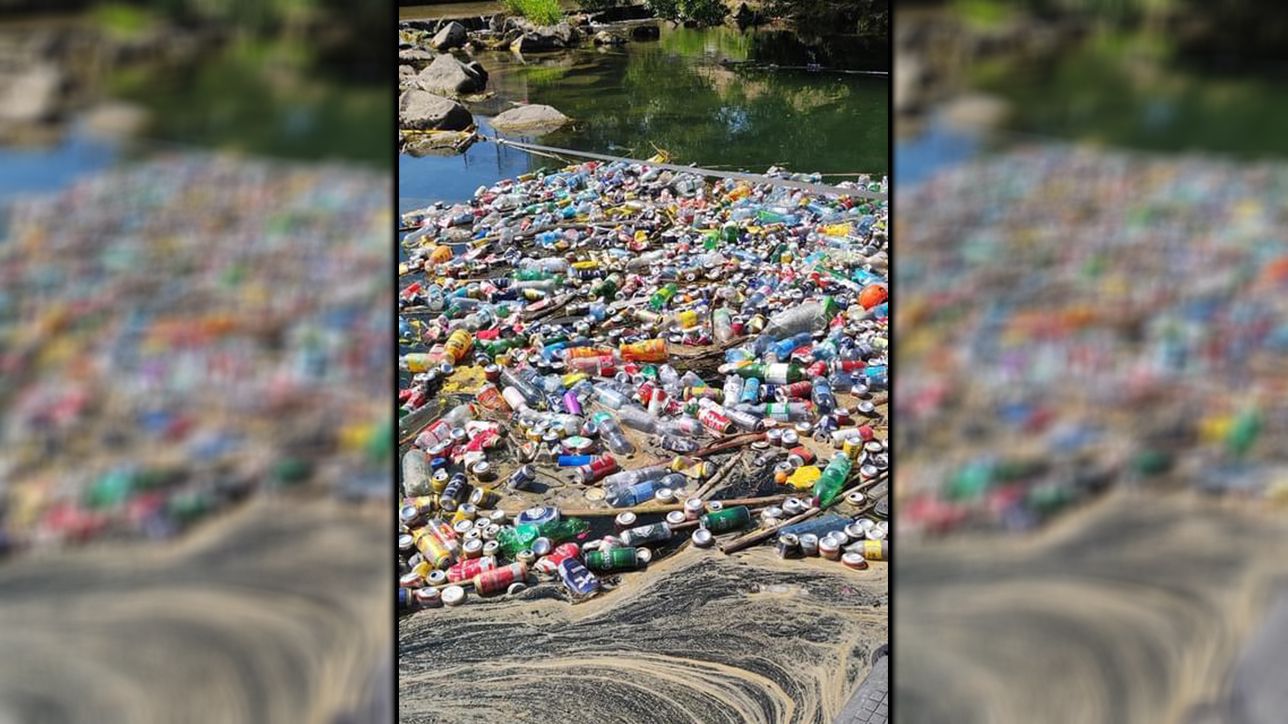 Fluss versinkt nach Frequency-Festival im Müll
