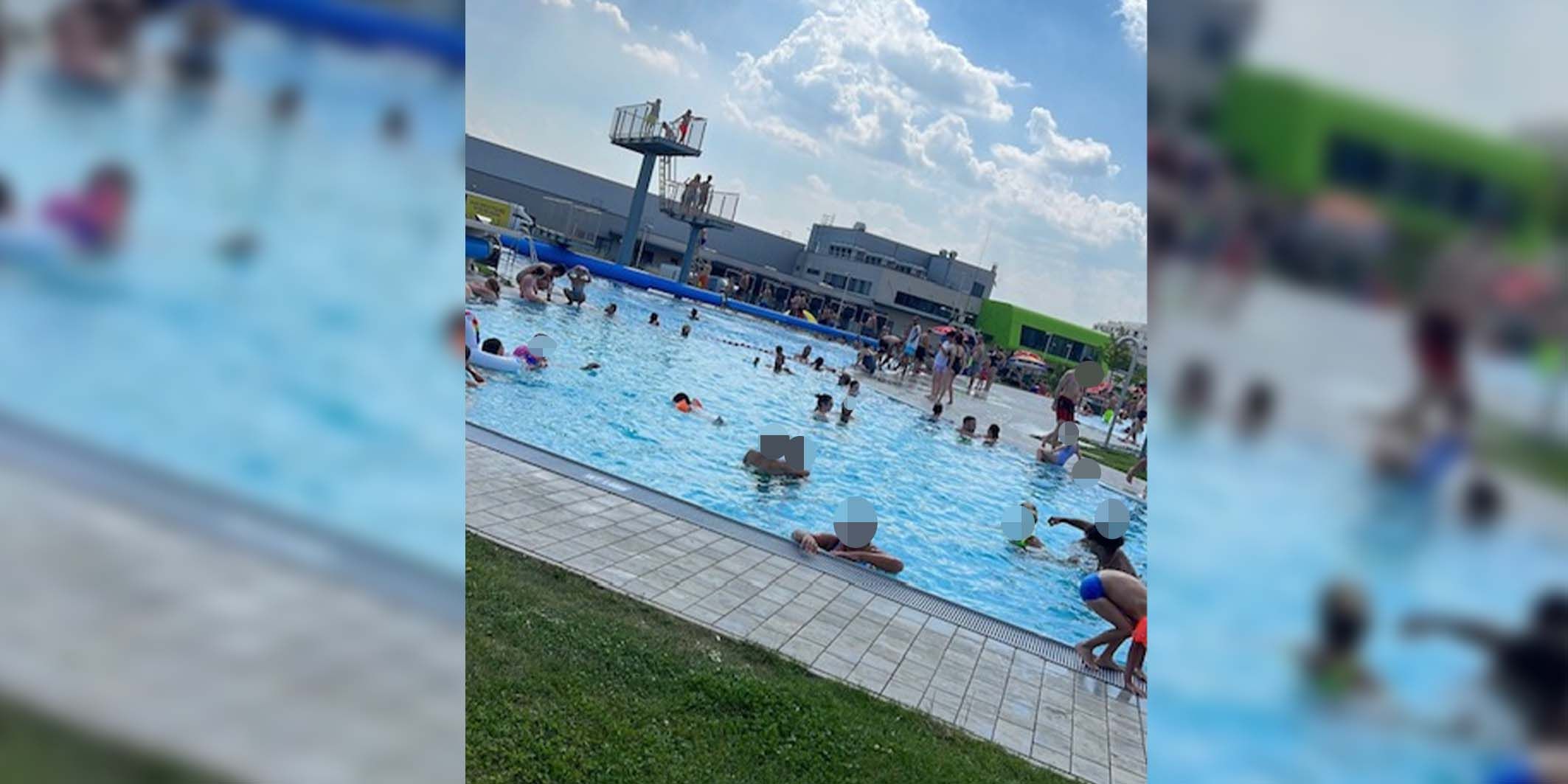 Schwimmbad bei Hitze, darf nicht rein