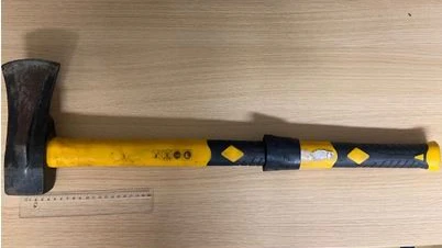 Die Beamten konnten die Tatwaffe, eine Axt, sicherstellen.