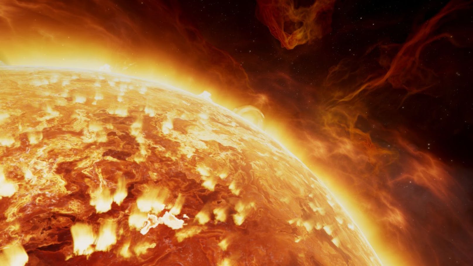Auf der Oberfläche der Sonne toben heftige Explosionen: Gewaltige Eruptionen verursachen Sonnenstürme.
