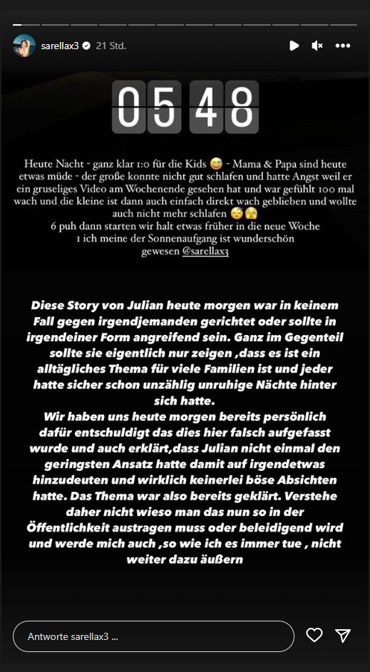 Sarah Engels versucht die Wogen zu glätten.