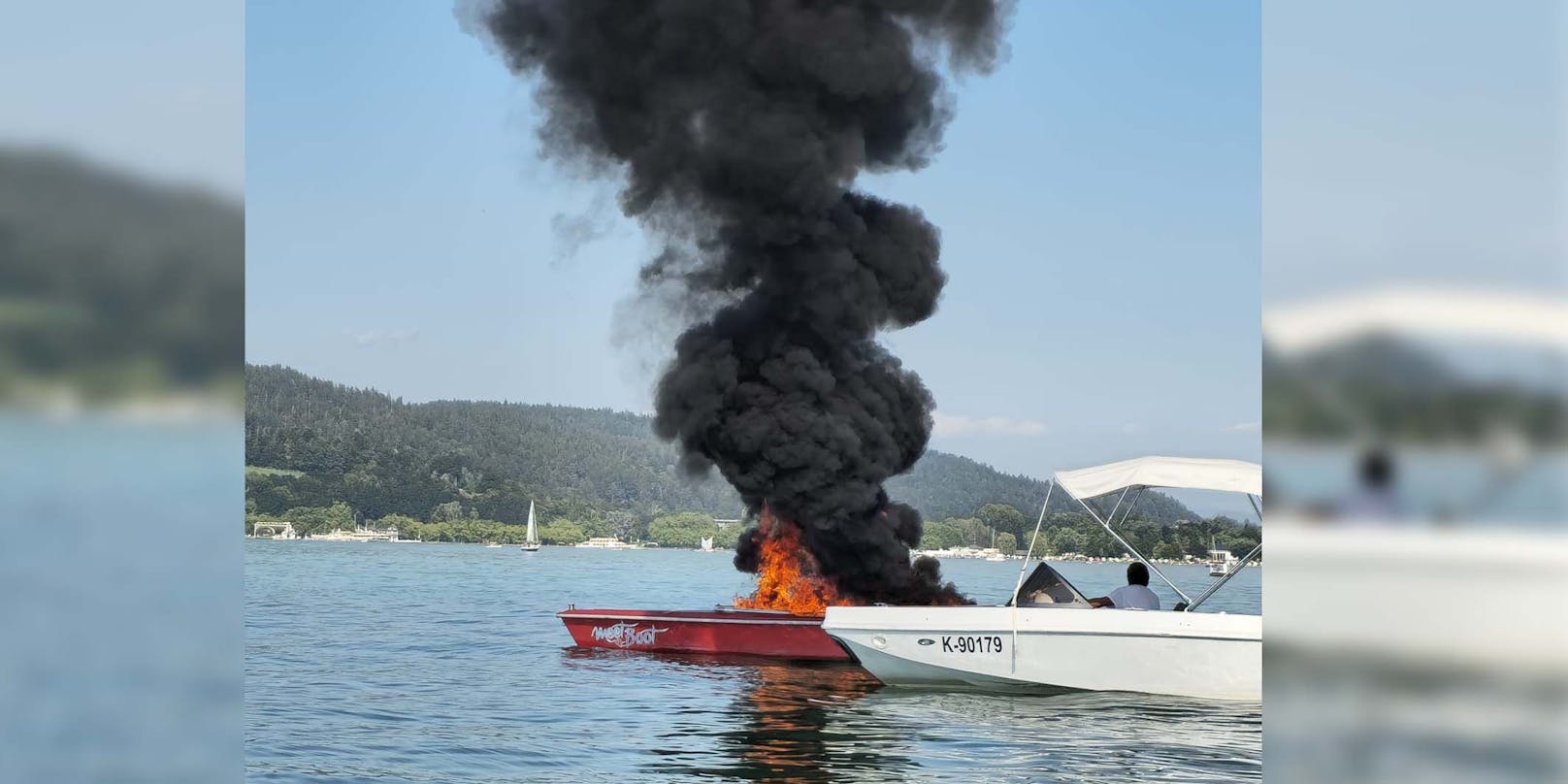 Am Wörthersee fing ein Leihboot plötzlich Feuer.