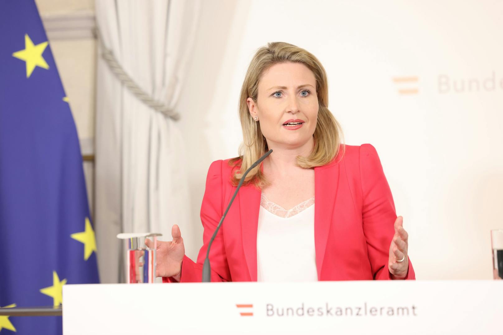 Integrationsministerin Susanne Raab (ÖVP) präsentierte am Donnerstag den Bericht "Migration &amp; Integration".&nbsp;