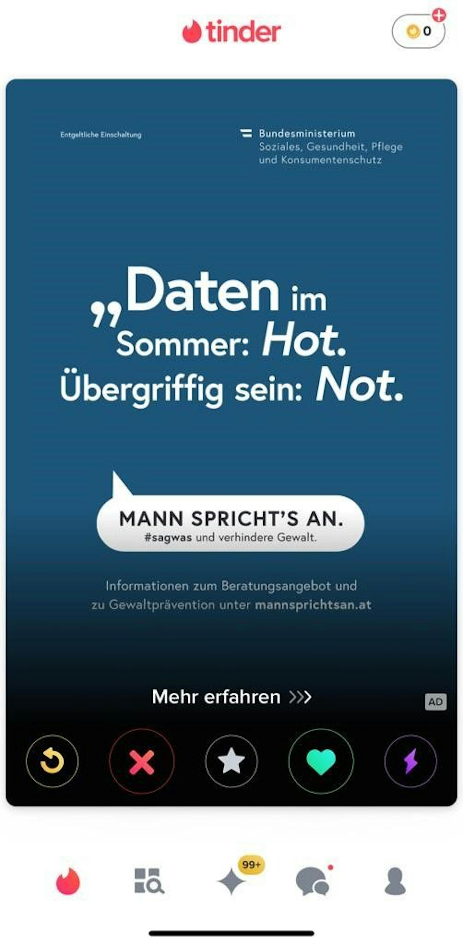 "Mann spricht's an": Die Werbekampagne von Minister Rauch.