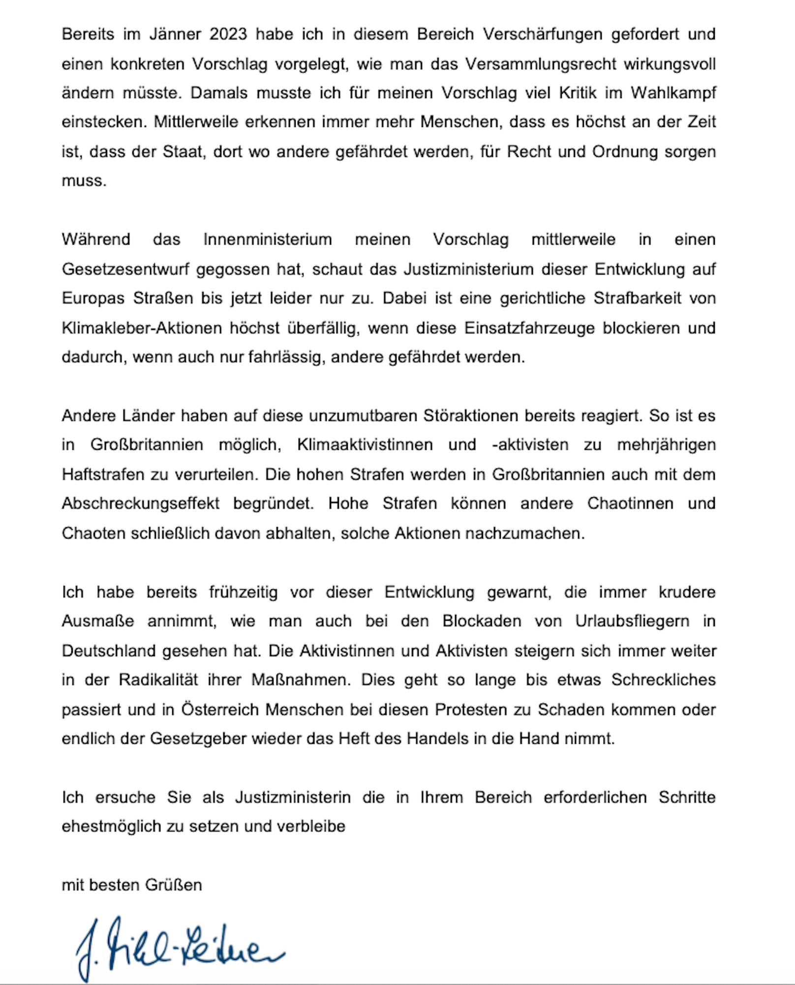 Der Brief der VPNÖ-Chefin im Wortlaut, 2. Seite