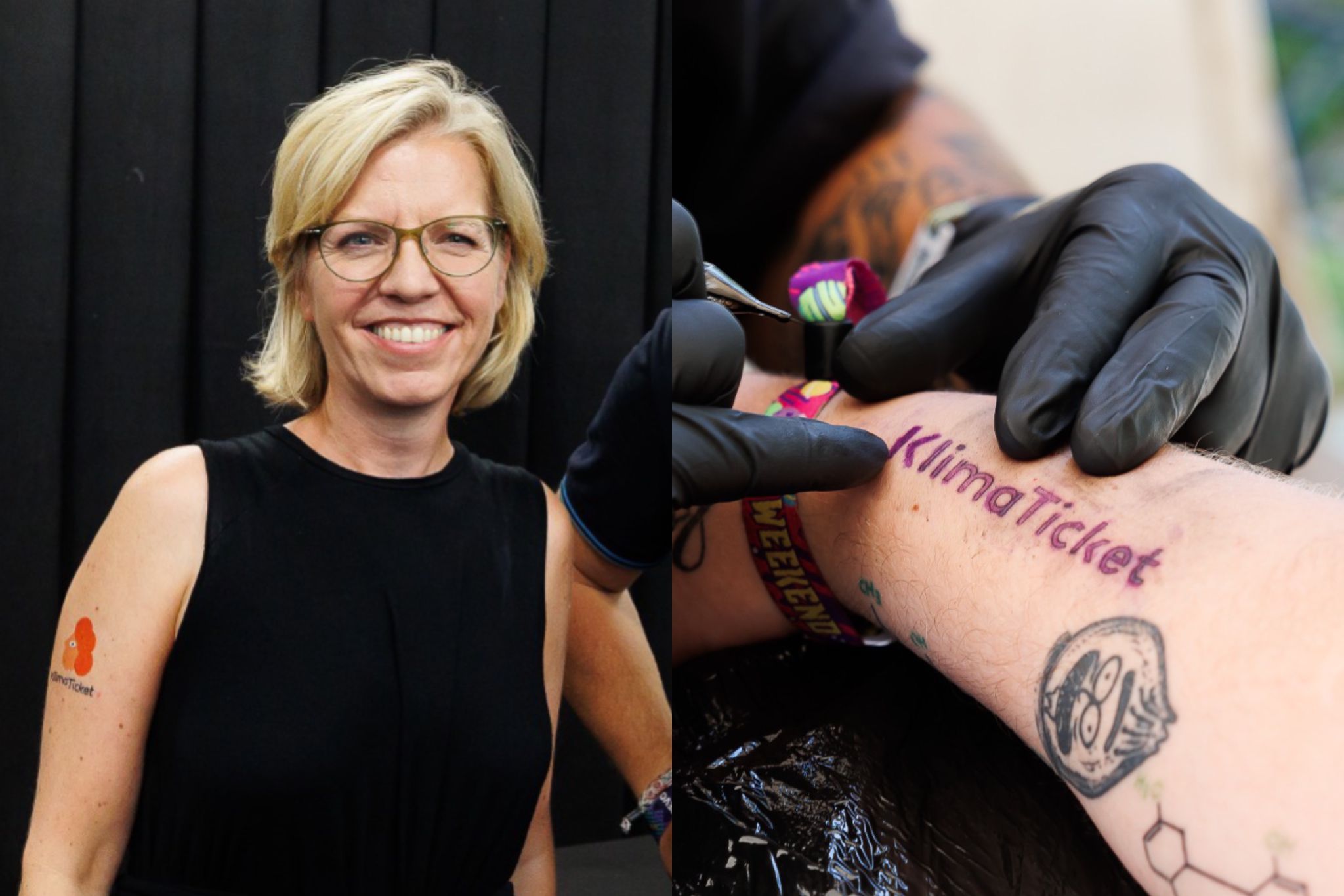 Wer sich am Frequency Festival eines von zehn Motiven des Ministeriums tätowieren ließ, erhielt ein Gratis-Klimaticket für ein Jahr.