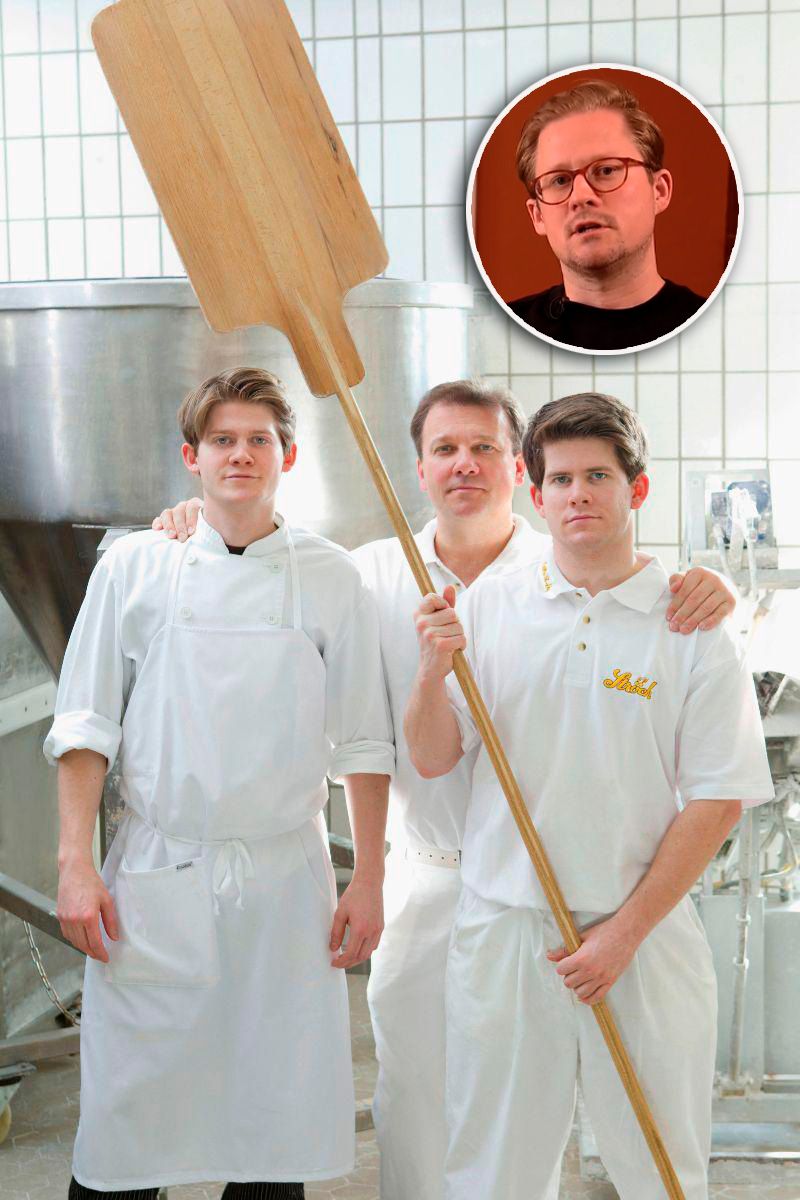 Michael Ströck (o.) berichtet über seine erkrankten Brüder Christoph (li.) und Philipp (re.) – im Bild mit Papa Gerhard Ströck (Mi.).