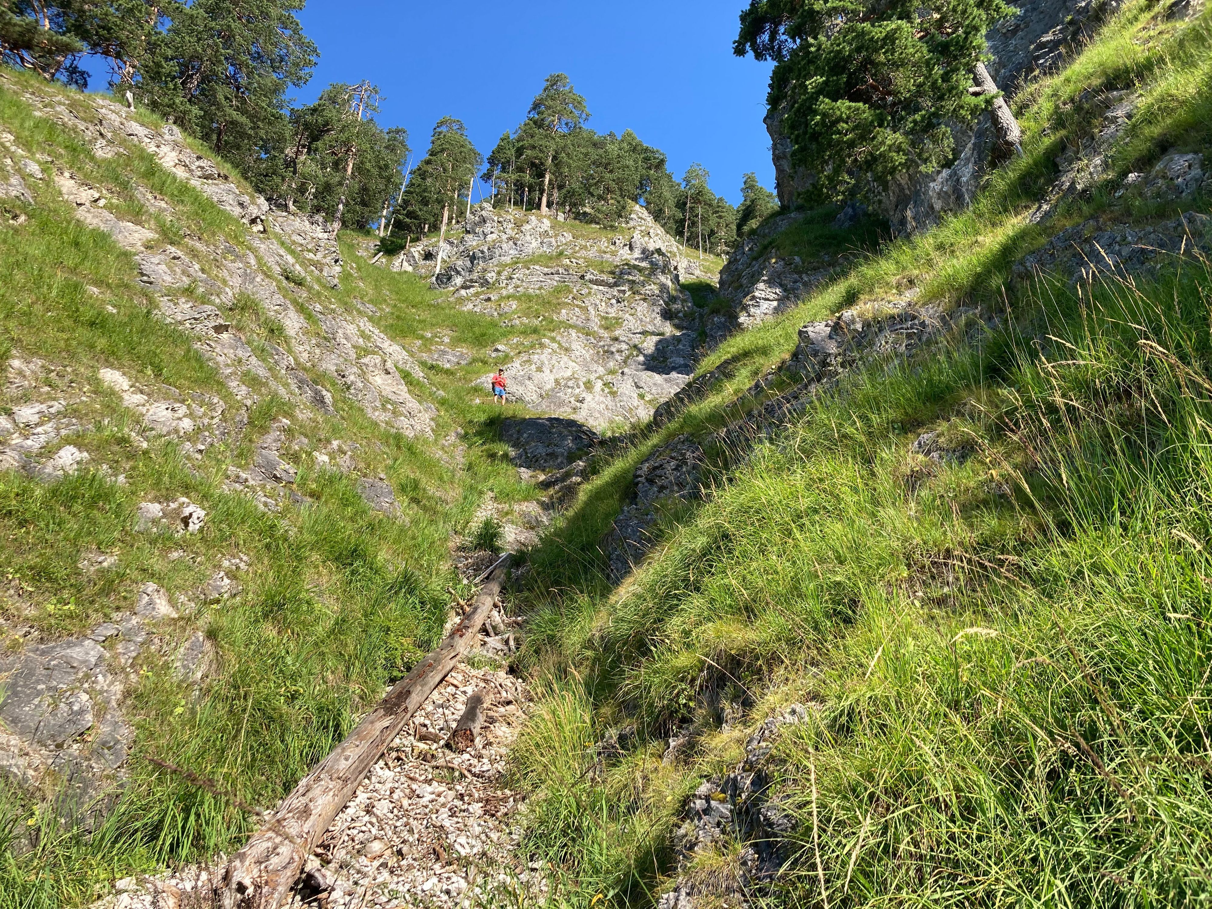 In dieser Steilrinne wurden die menschlichen Überresten von zwei tschechischen Wanderer gefunden und vom Polizeihubschrauber ins Tal geflogen.