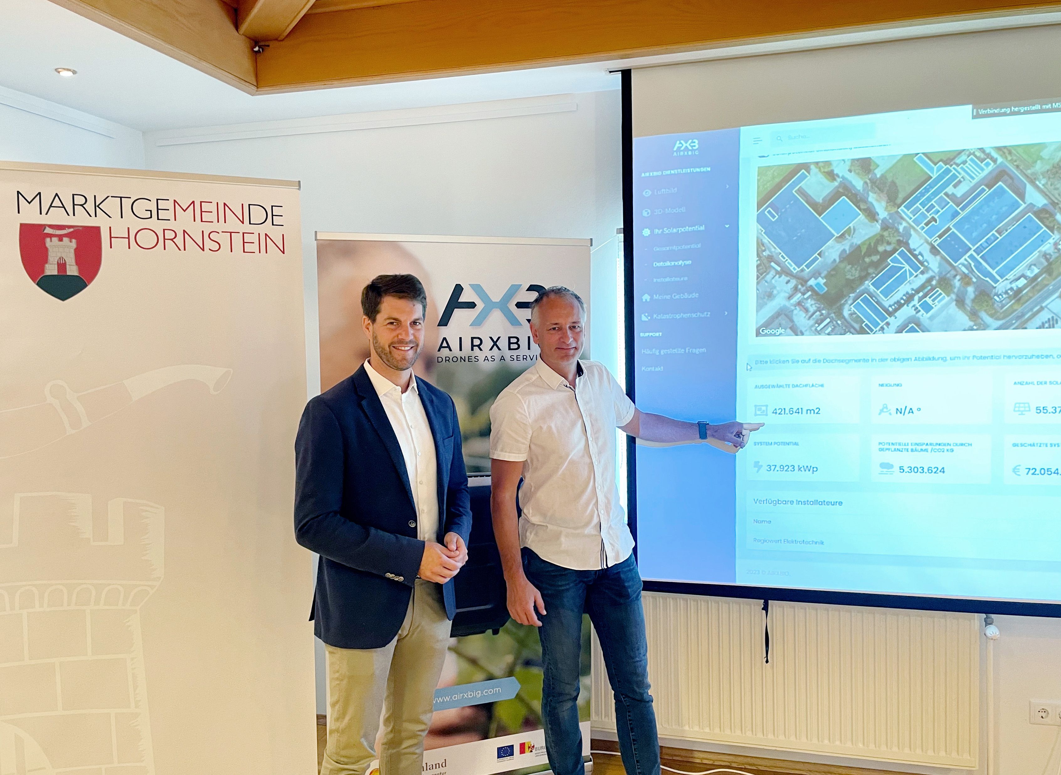 PA Hornstein - Drohnenbefliegung zur PV-Dachflächenanalyse Plattform gestartet