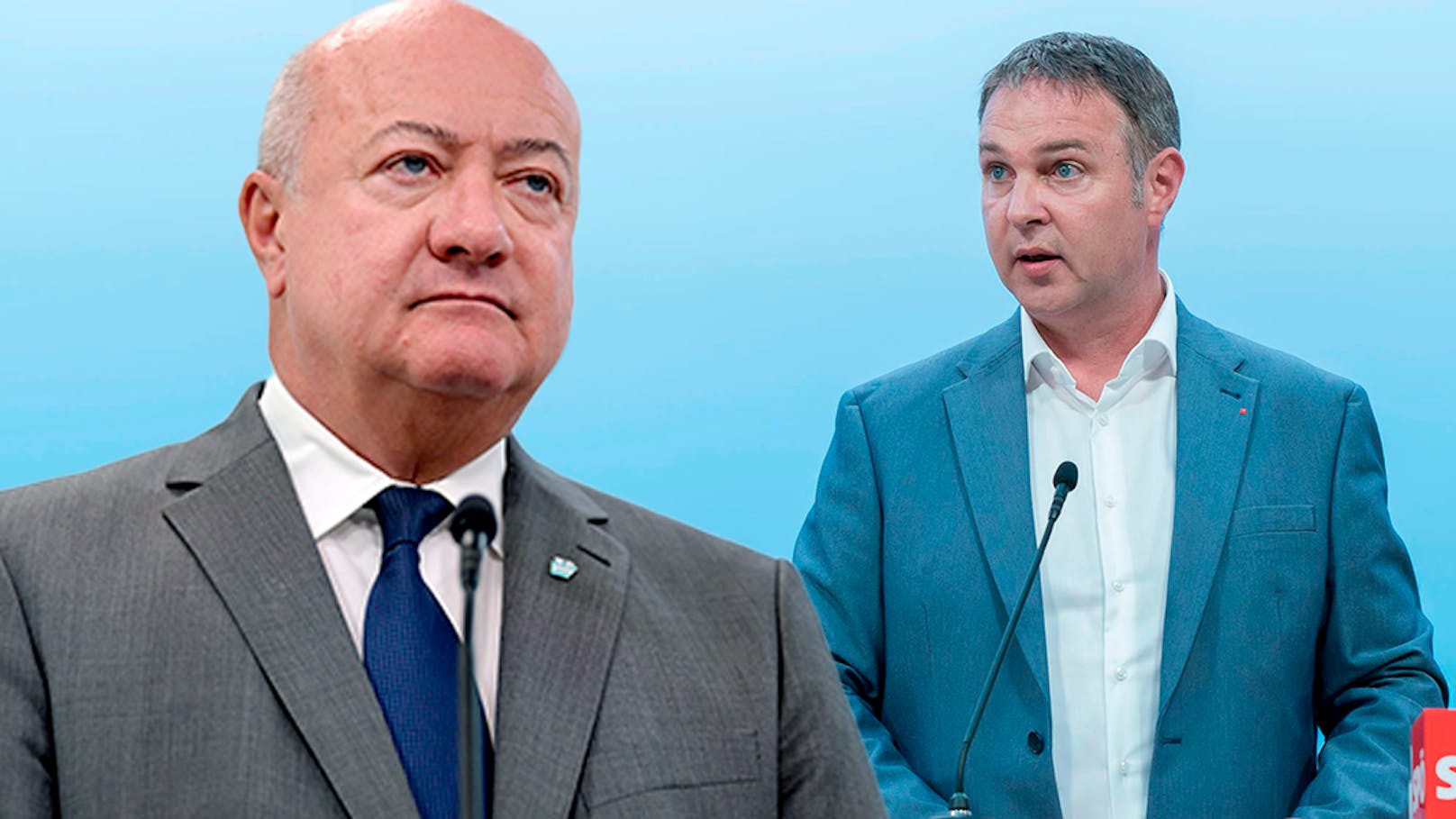 ÖVP-Generalsekretär <strong>Christian Stocker</strong>&nbsp;(links) verramscht den neuen Steuer-Vorschlag von SPÖ-Chef <strong>Andreas Babler</strong>