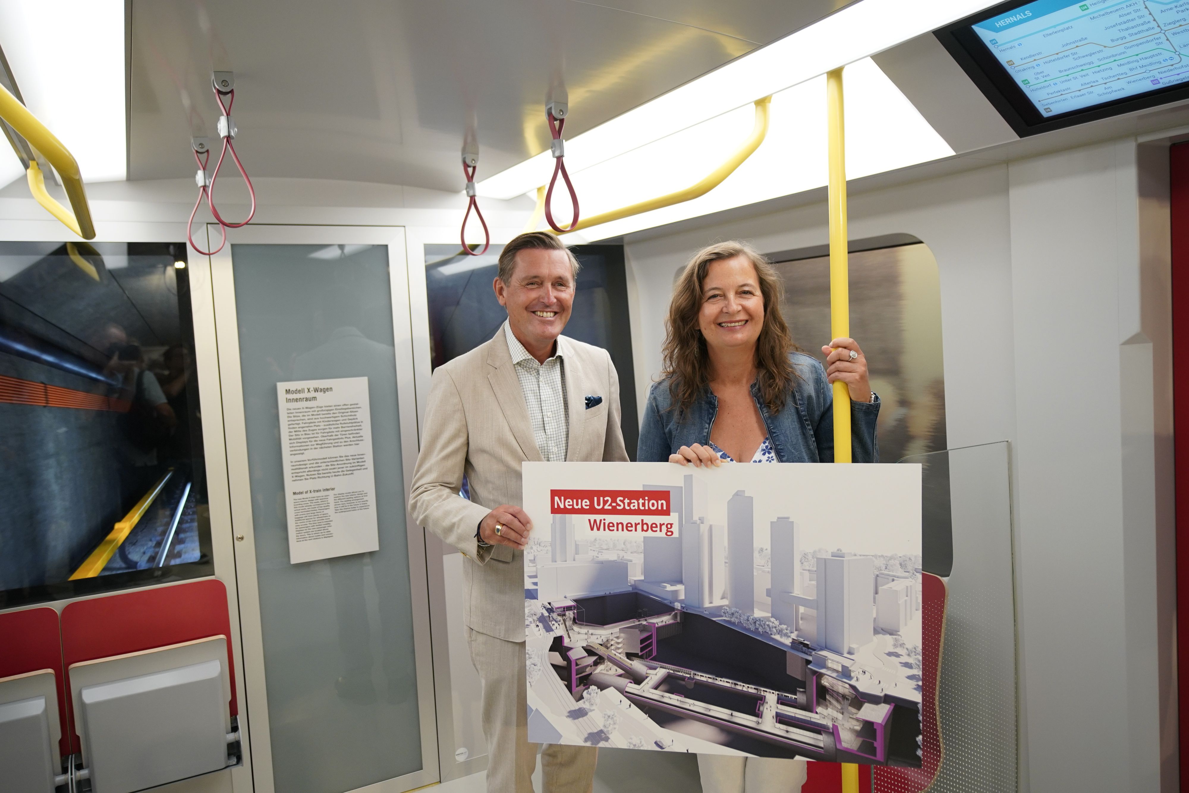 Die beiden Stadträte Peter Hanke und Ulli Sima (beide SPÖ) präsentierten die Pläne für die Verlängerung der U2 bis zum Wienerberg.