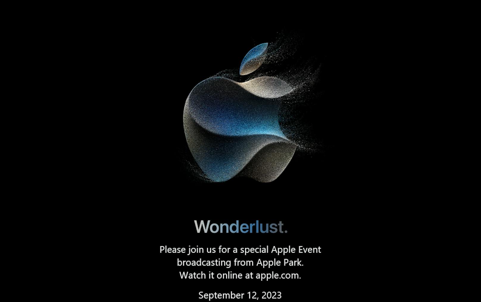 Die Einladung zum Apple Event am 12. September 2023.