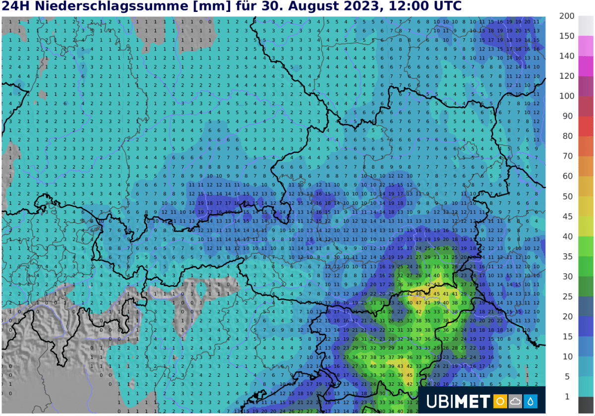 24h-Niederschlagsprognose bis Mittwochnachmittag.