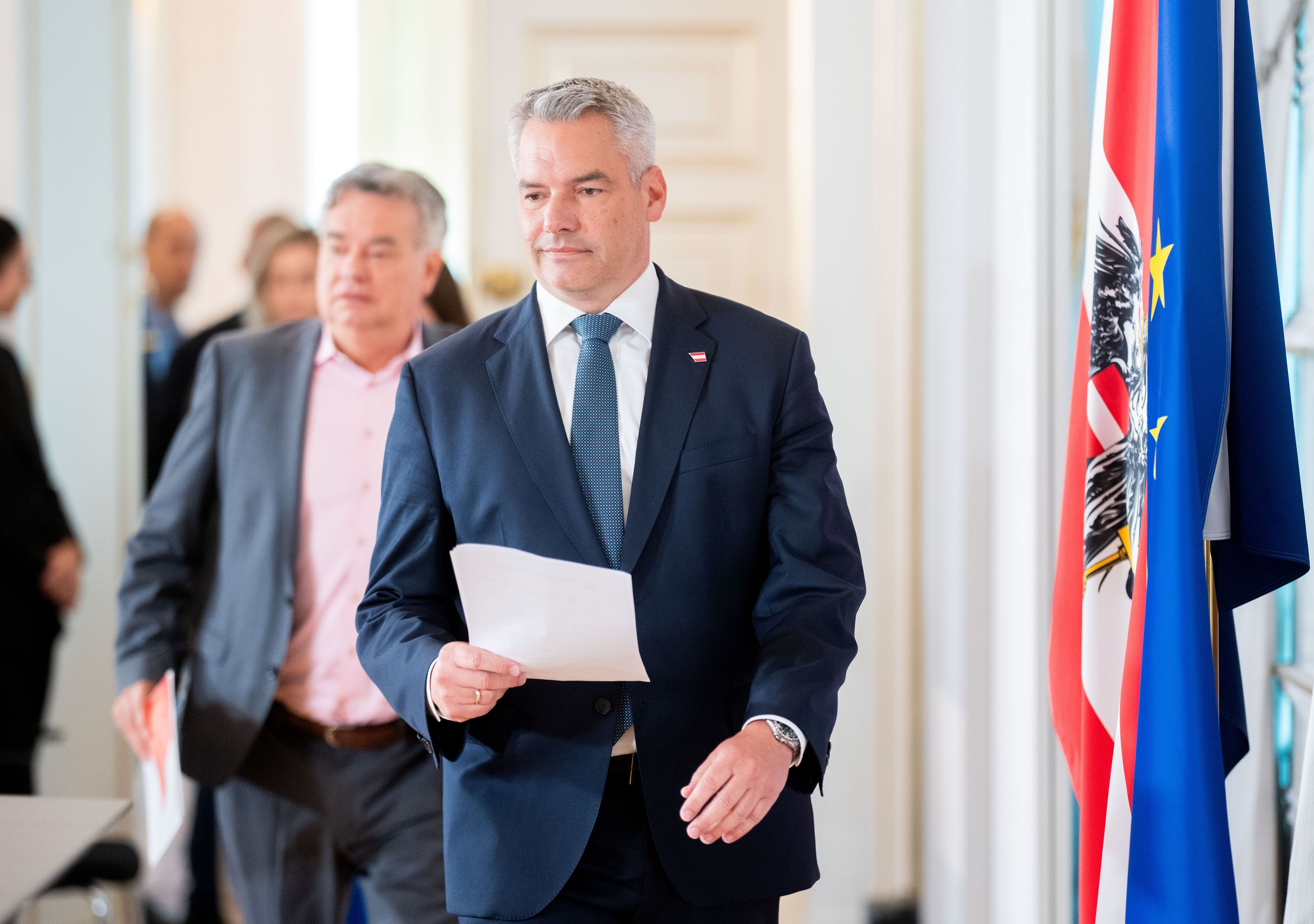 Bundeskanzler Karl Nehammer und Vizekanzler Werner Kogler.