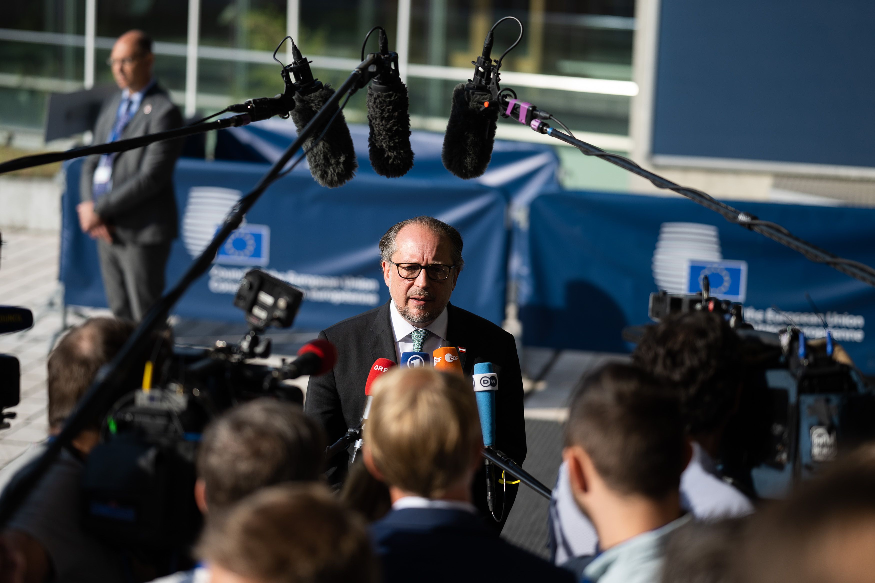 ÖVP-Minister <strong>Alexander Schallenberg</strong> beim EU-Außenministerrat in Luxemburg im Juni 2023.