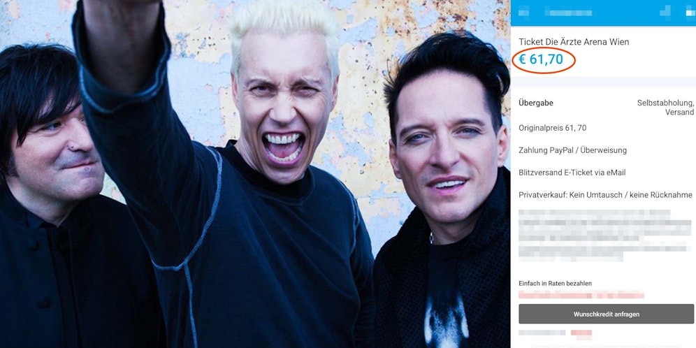 Für eine Wienerin blieb das Ärzte-Konzert in Wien ein Traum: Sie überwies ihr Geld an Betrüger.