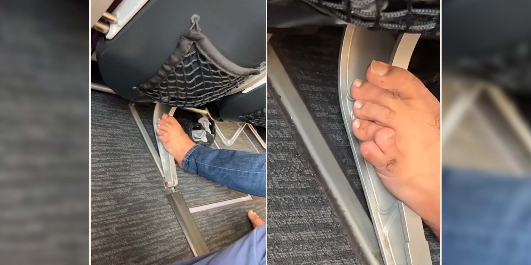 Diese Zehen haben einen Flugzeug-Passagier wohl etwas überrascht.