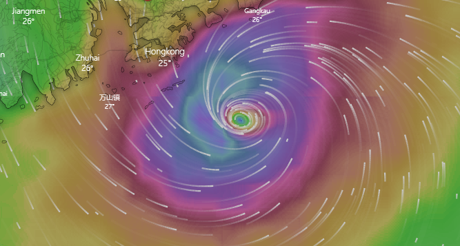 Momentan ist Saola nicht weit vor der Küste – am Freitagabend Ortszeit dürfte es in Hongkong aber ungemütlich werden.