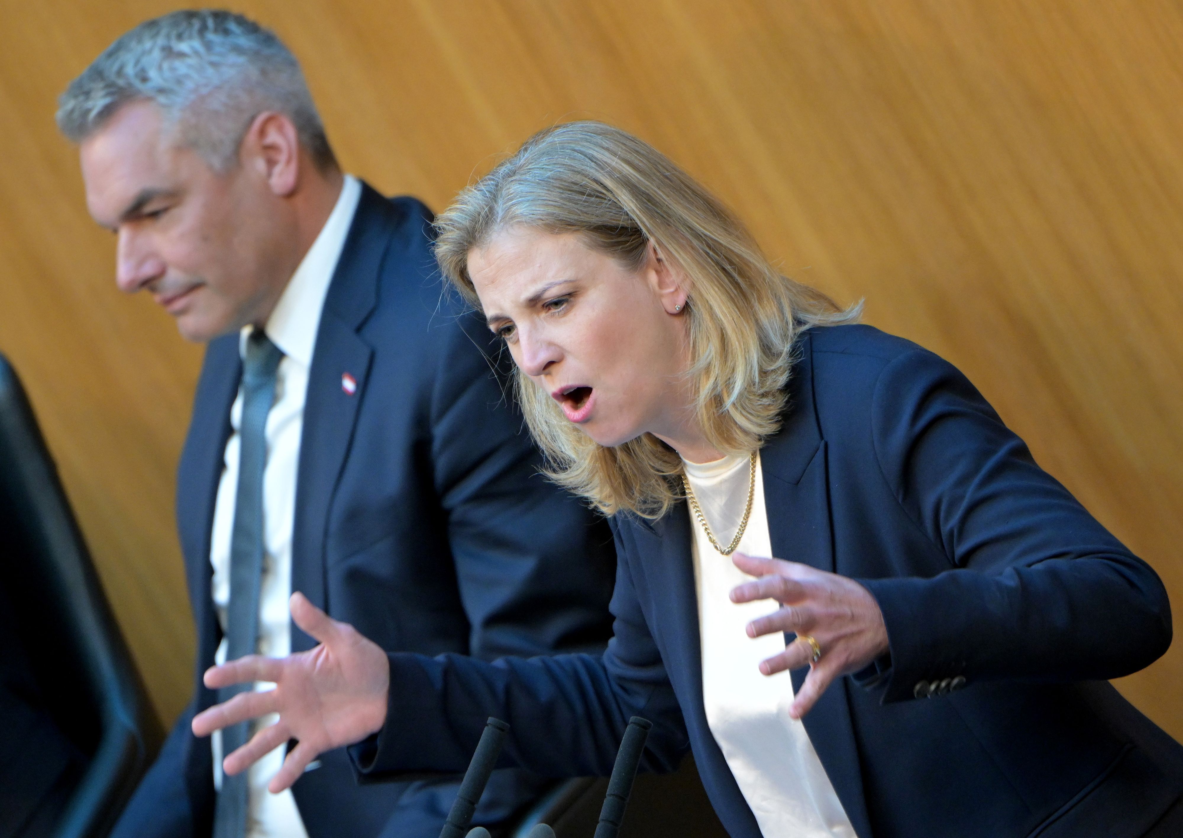 Beate Meinl-Reisinger bei der letzten Sondersitzung des Nationalrats.