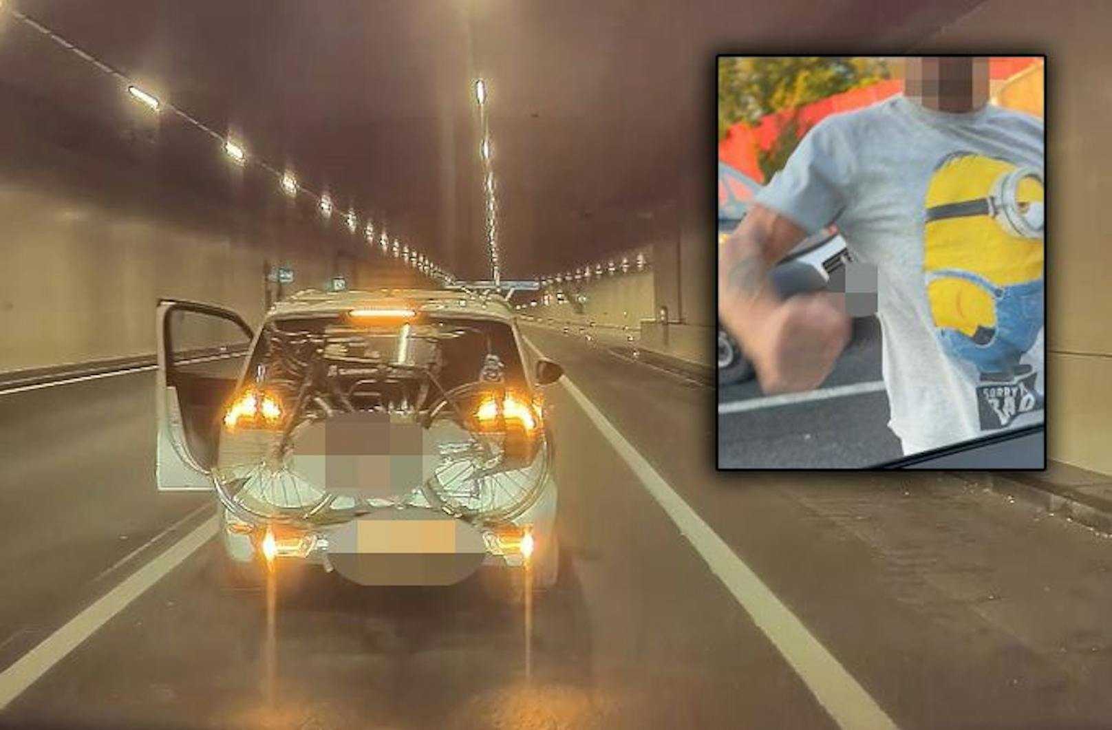 Ein Leserreportervideo zeigt, wie ein Rowdy einen Wiener Autofahrer mehrere Minuten lang auf der A22 nötigt.