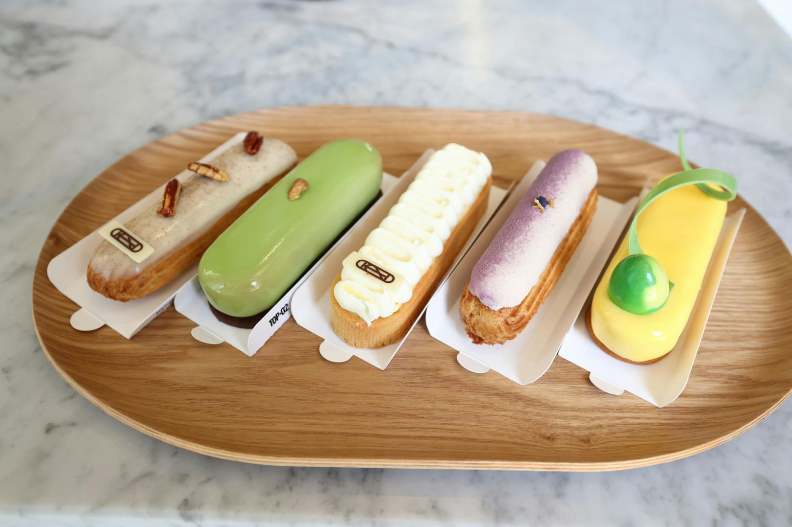 Die Éclairs bei Top02 ähneln Kunstwerken.